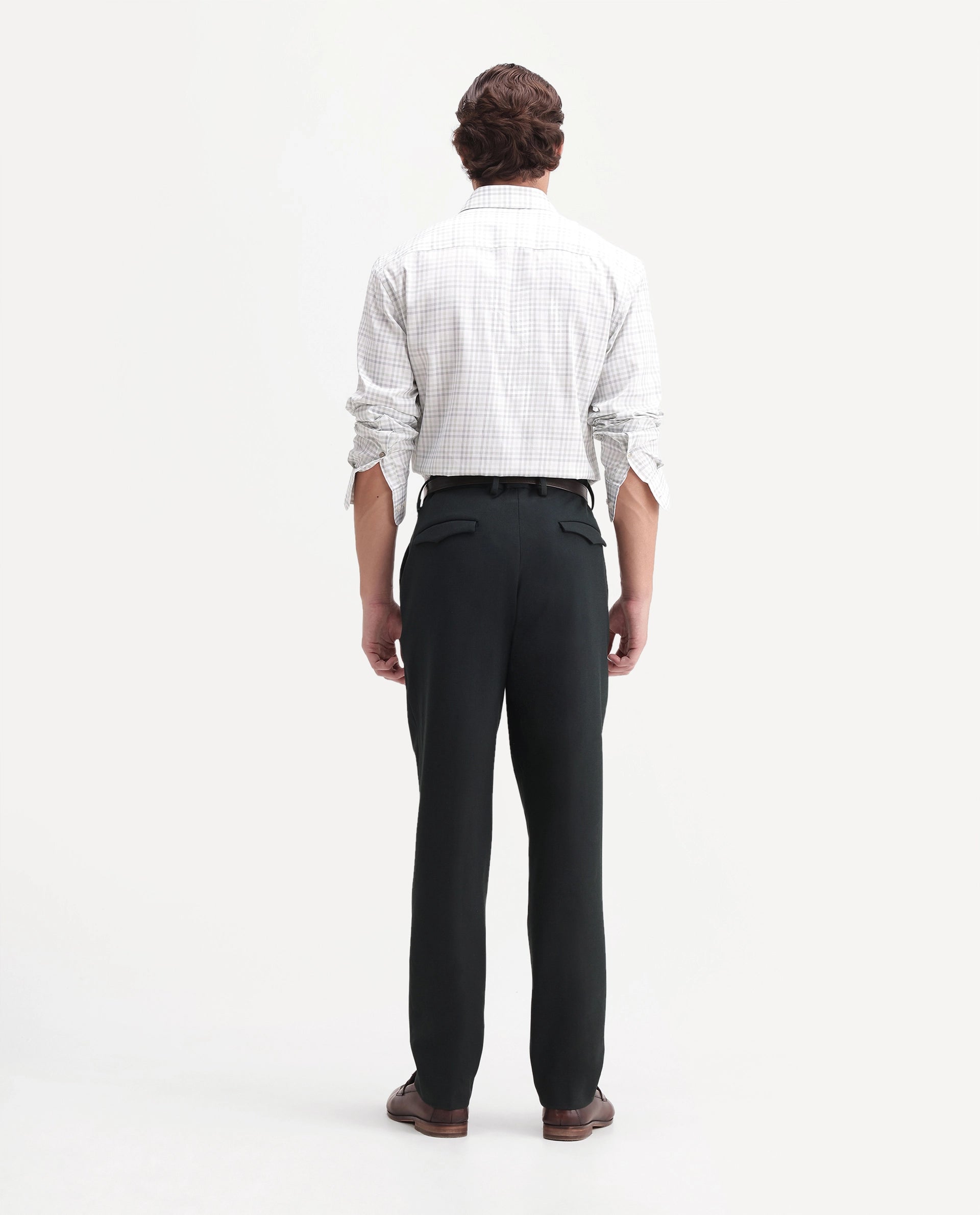 Rare Rabbit Men's Austin-A26 Dark Olive Polyester Blend Regular Fit Plain Trouser