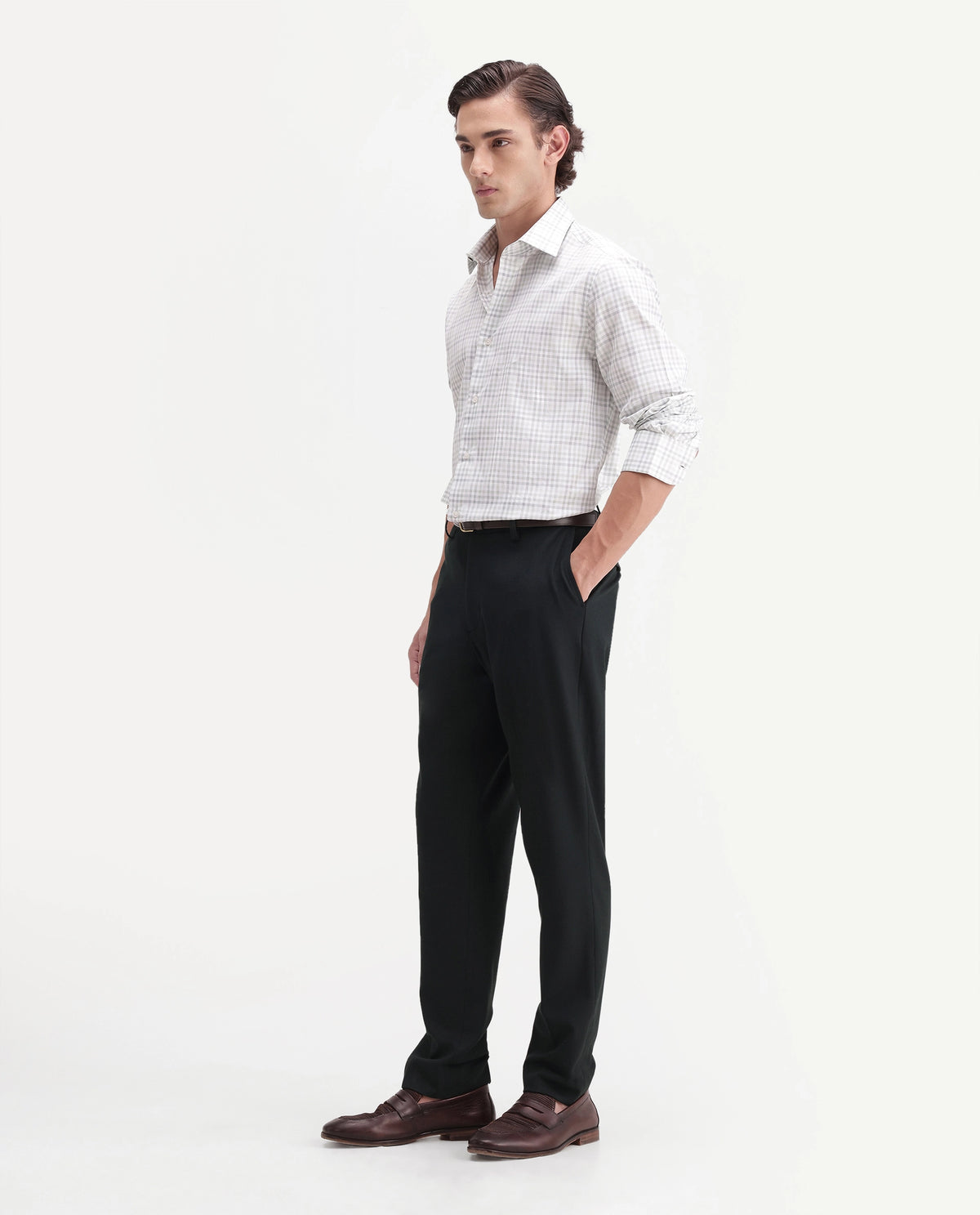 Rare Rabbit Men's Austin-A26 Dark Olive Polyester Blend Regular Fit Plain Trouser