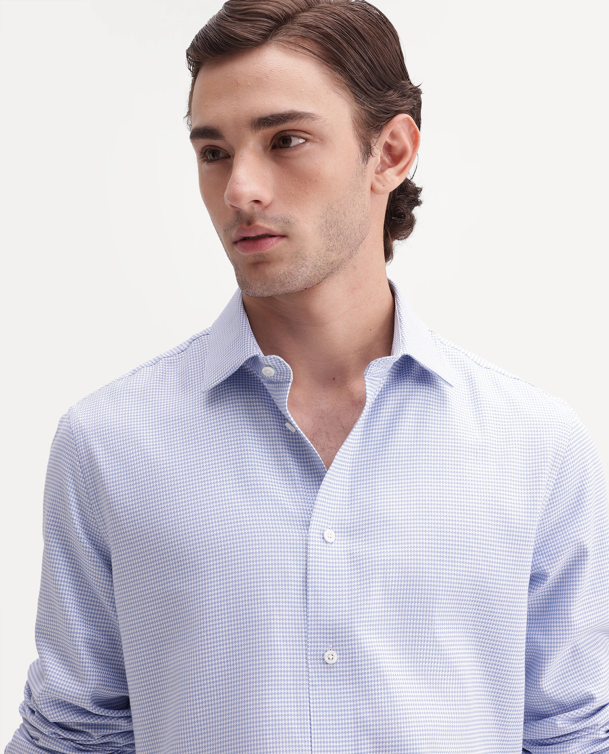 Rare Rabbit Men's Sang Blue Cotton Spread Collar Regular Fit Checked Shirt