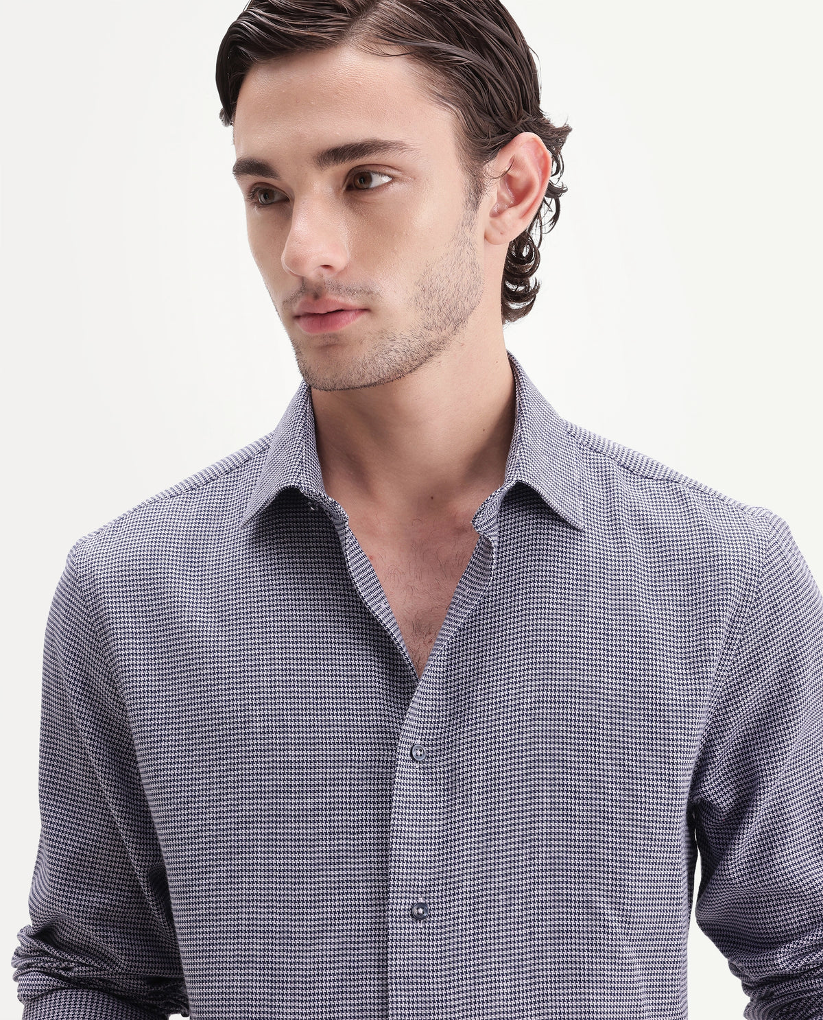 Rare Rabbit Men's Diff Blue Cotton Spread Collar Regular Fit Checked Shirt