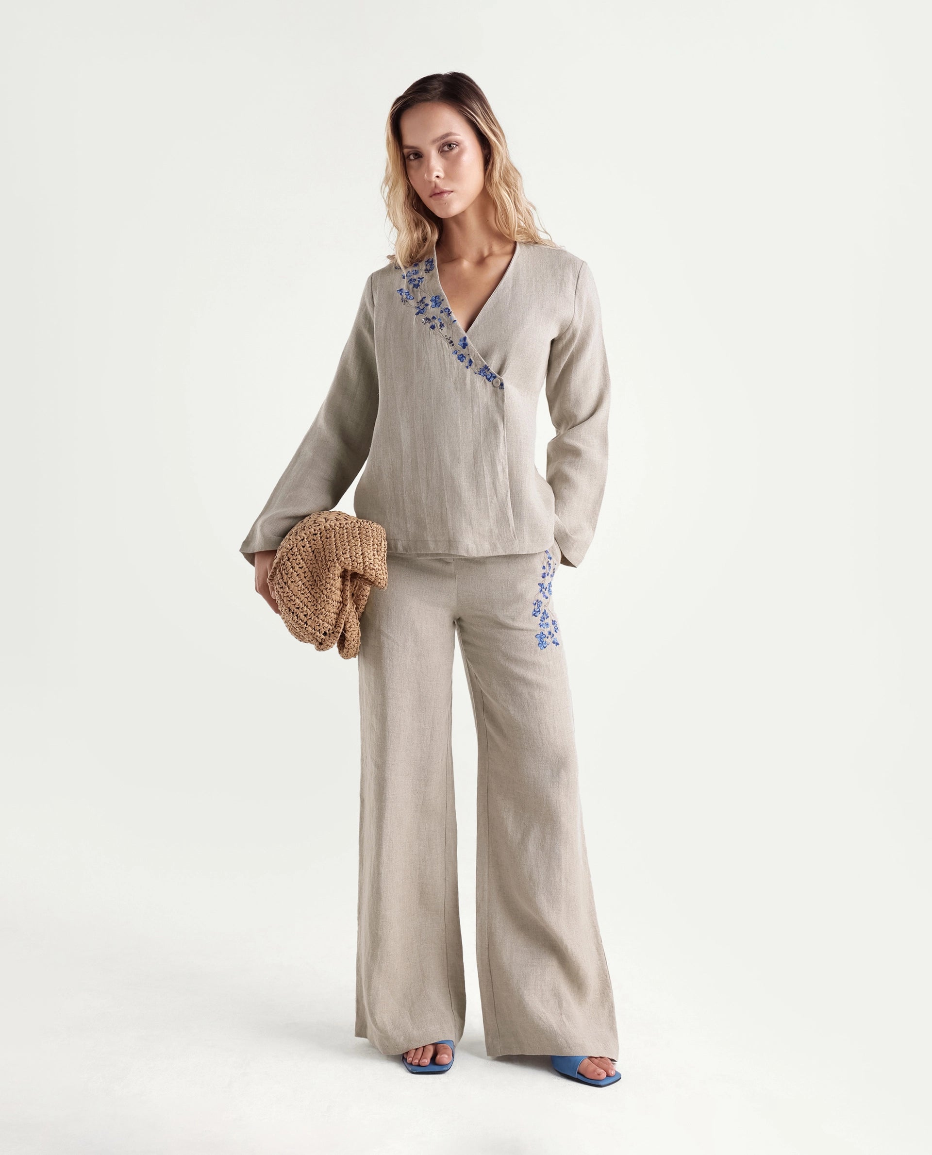 Rareism Women's Rubin-T Dusky Beige Plain Linen Regular Sleeveless Top