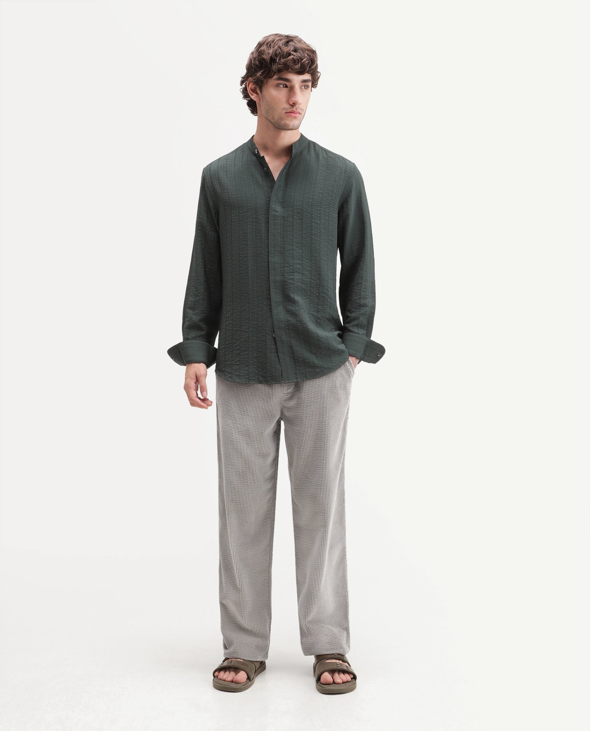 Rare Rabbit Men's Cort Light Grey Cotton Drawstring Regular Plain Trouser