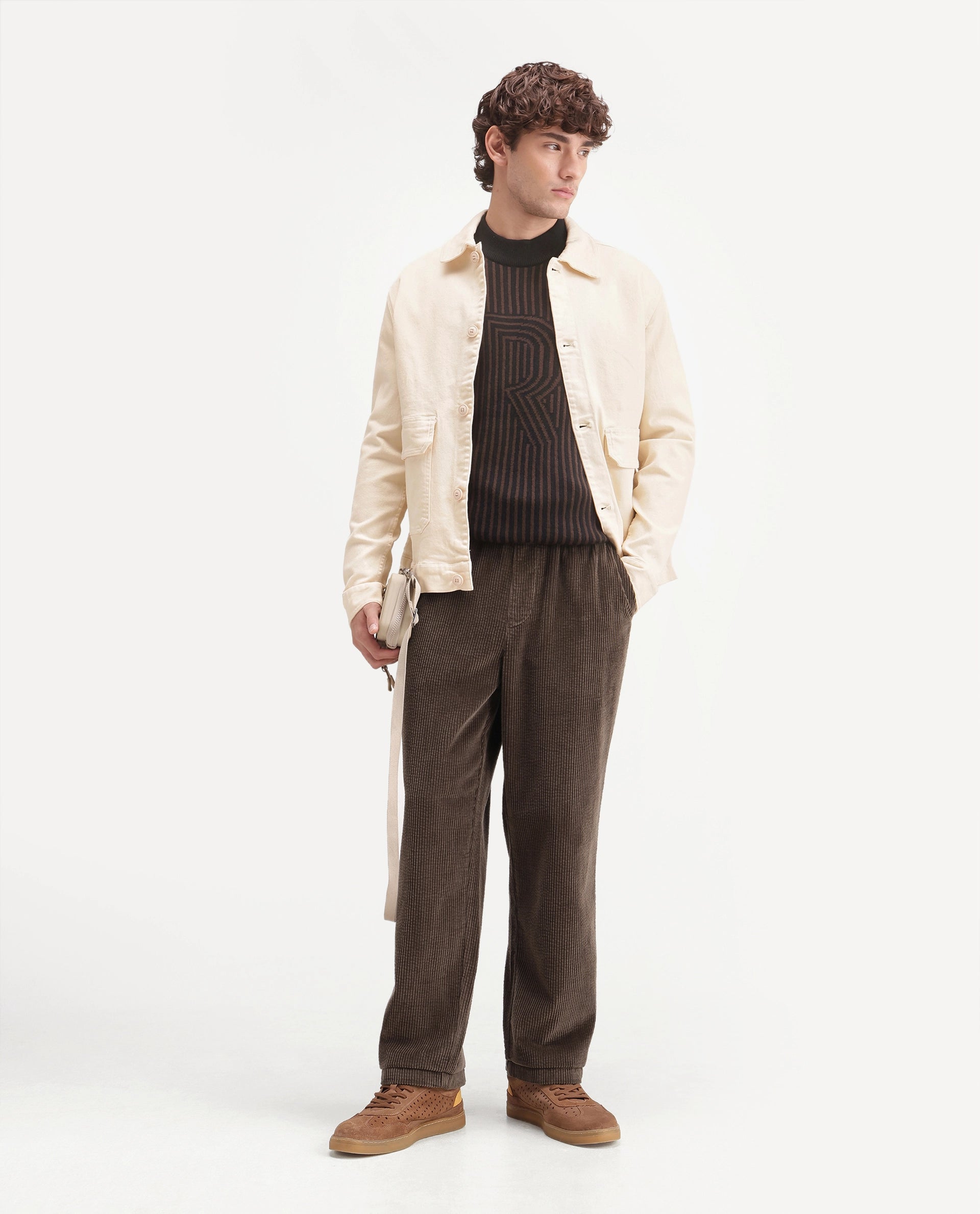 Rare Rabbit Men's Cort Light Brown Cotton Drawstring Regular Plain Trouser