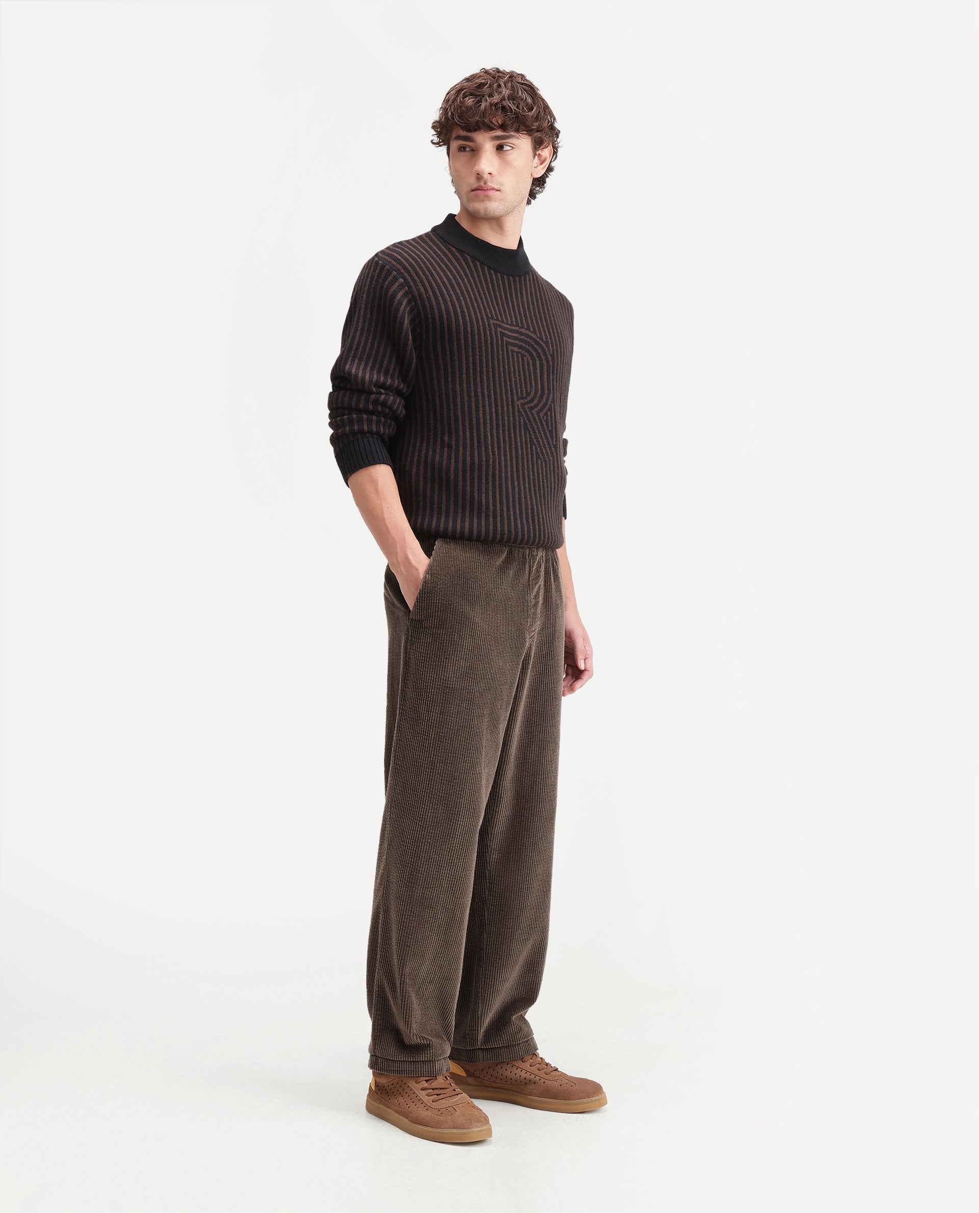 Rare Rabbit Men's Cort Light Brown Cotton Drawstring Regular Plain Trouser