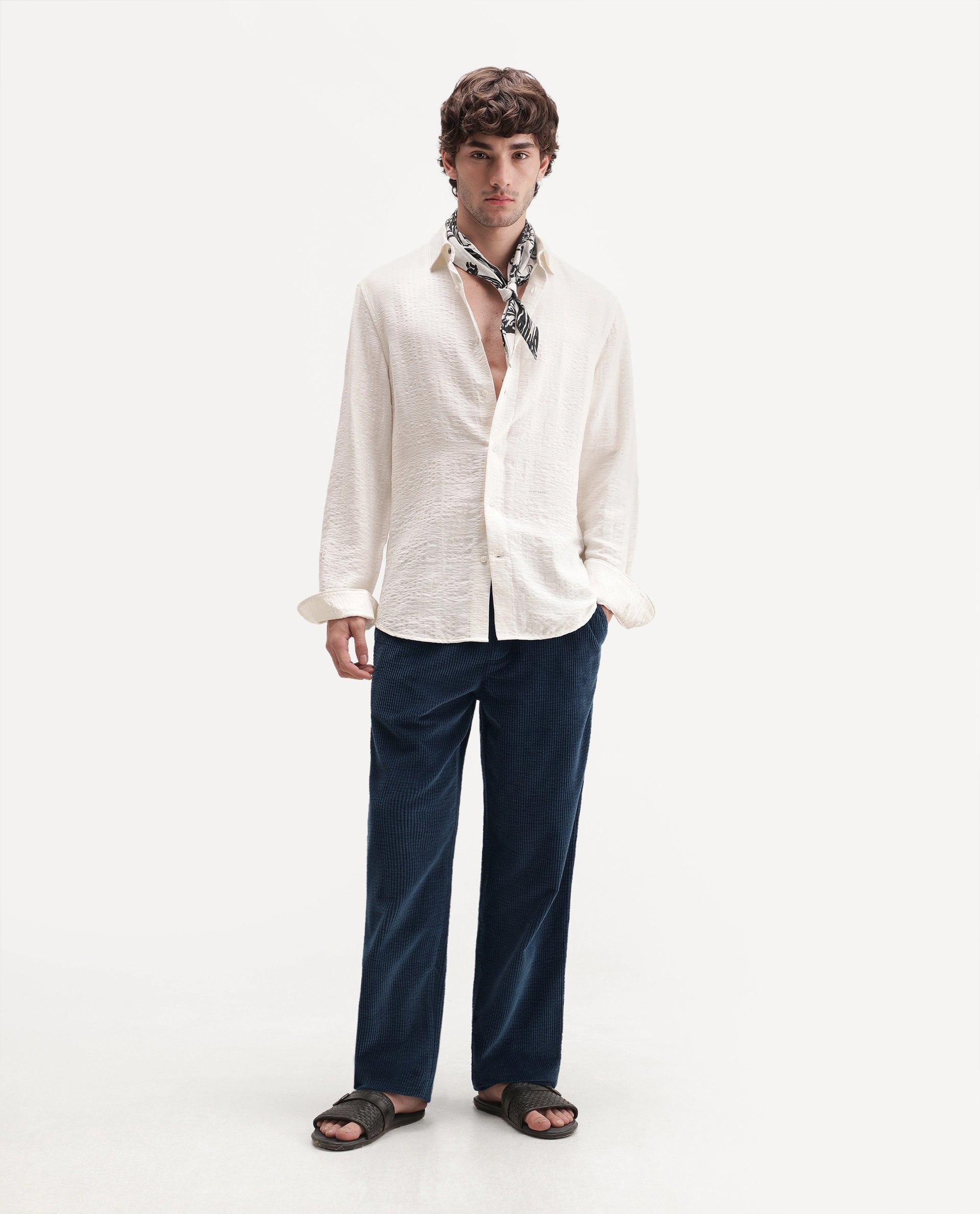 Rare Rabbit Men's Cort Dark Navy Cotton Drawstring Regular Fit Plain Trouser