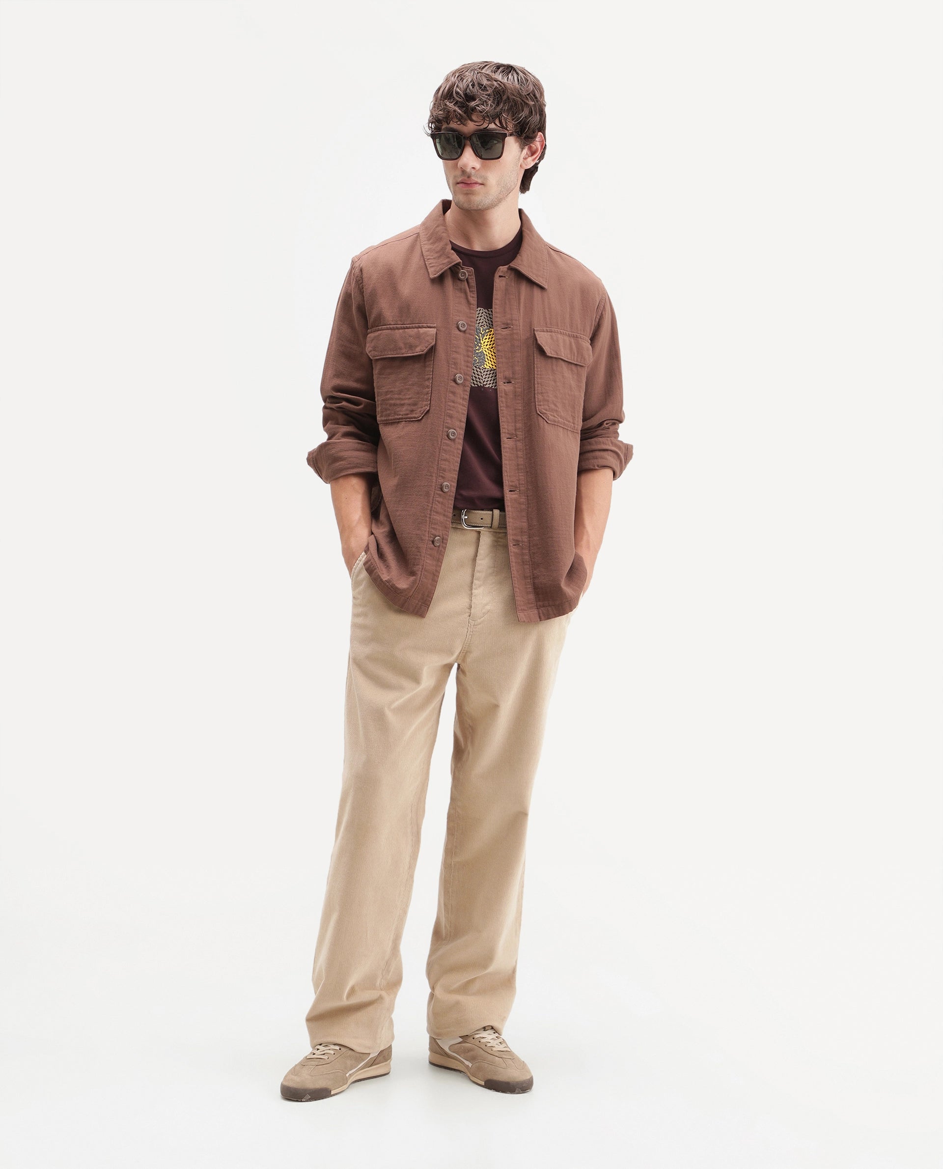 Rare Rabbit Men's Cordo Primary Off White Cotton Blend Button And Zip Regular Plain Trouser