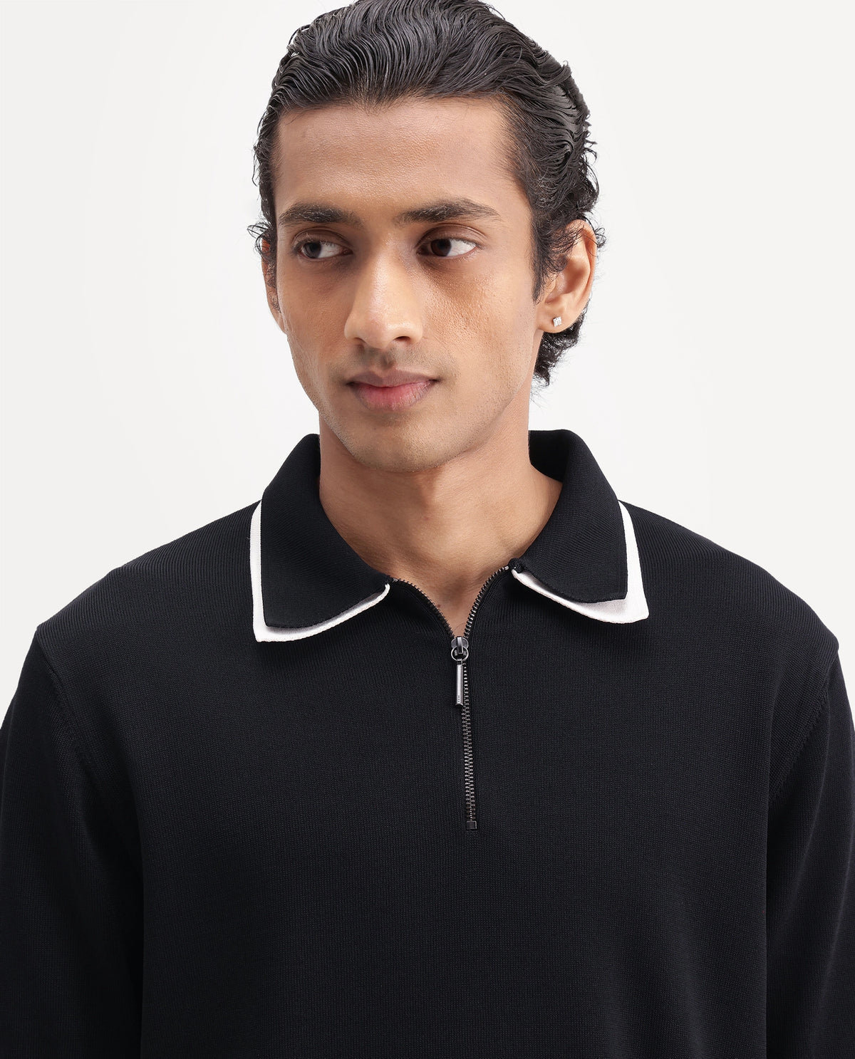 Rare Rabbit Men's Soren Black Viscose Blend Spread Collar Regular Plain Polo - image 3
