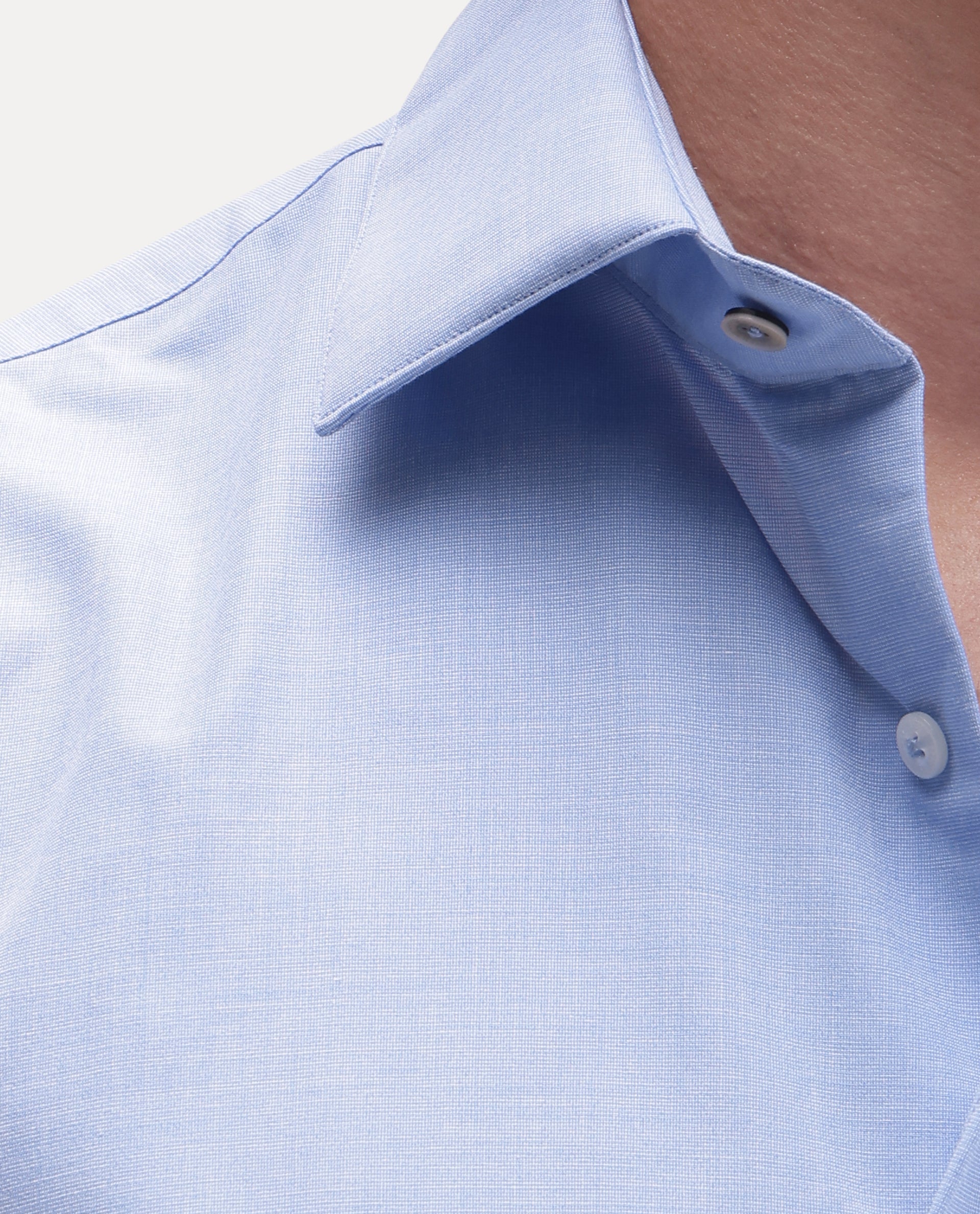 Rare Rabbit Men's Ervon Primary Blue Polyester Blend Spread Collar Button Regular Plain Shirt