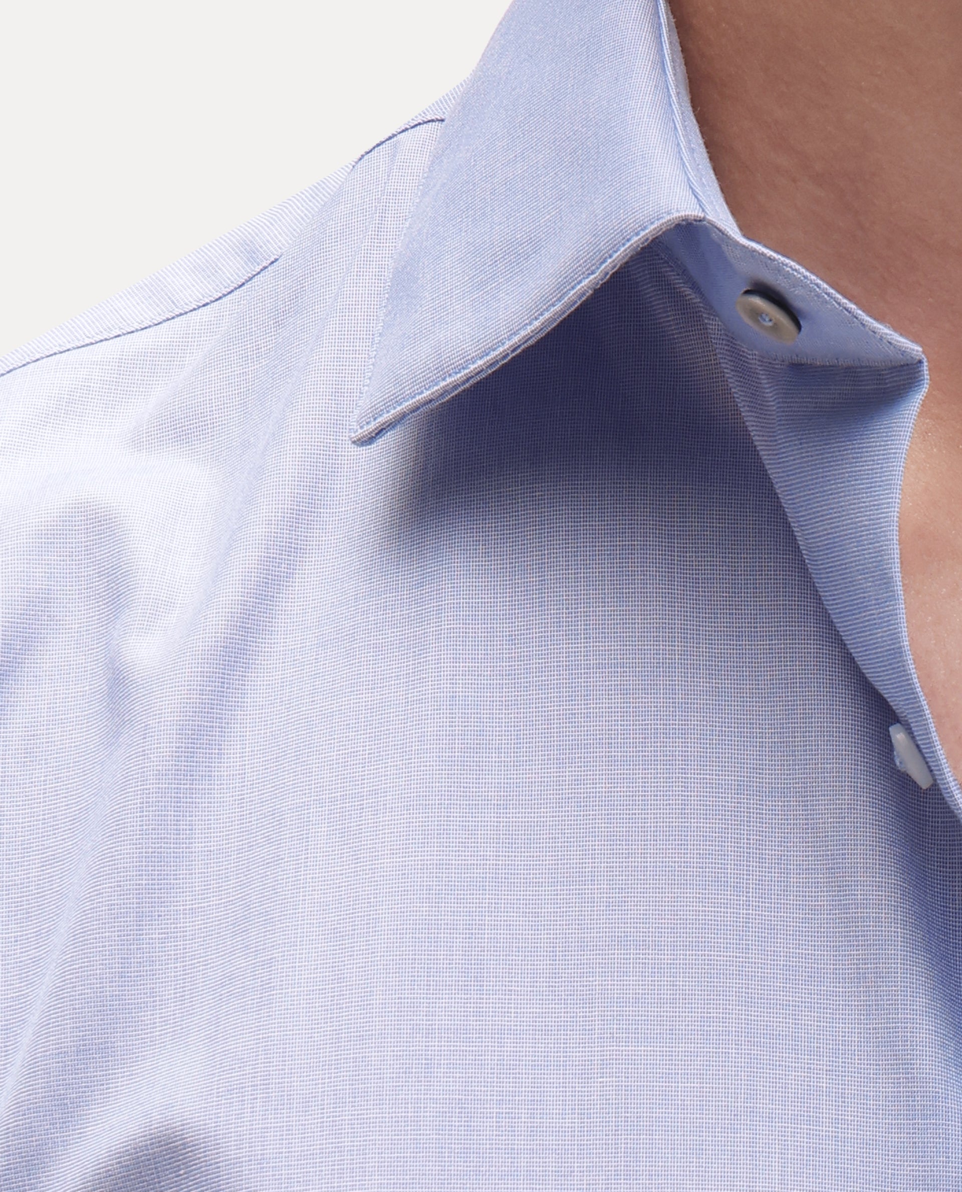 Rare Rabbit Men's Ervon Light Blue Polyester Blend Spread Collar Button Regular Plain Shirt