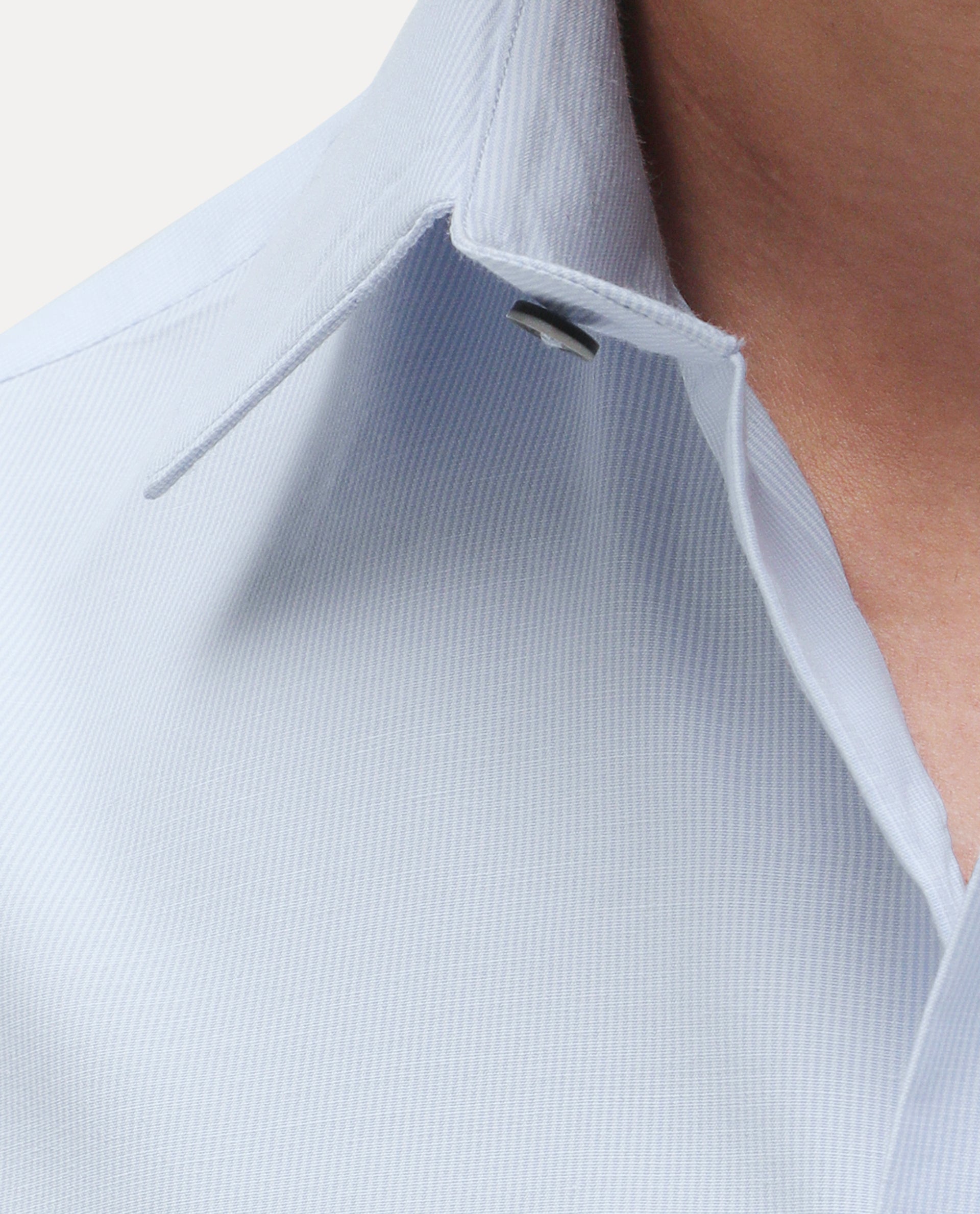 Rare Rabbit Men's Oxvar Light Blue Polyester Blend Spread Collar Button Regular Striped Shirt