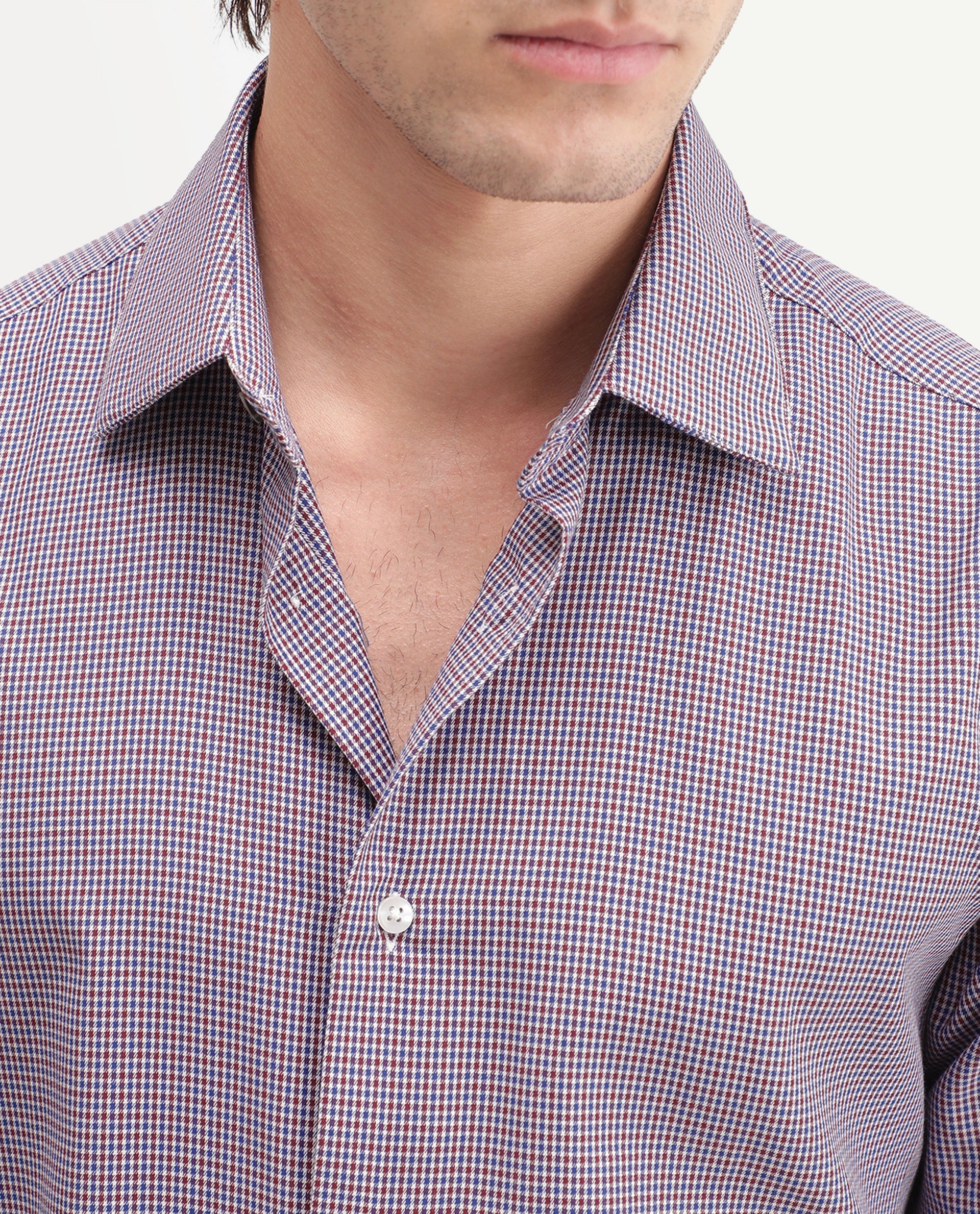 Rare Rabbit Men's Acvor Primary Red Polyester Blend Spread Collar Button Regular Checked Shirt