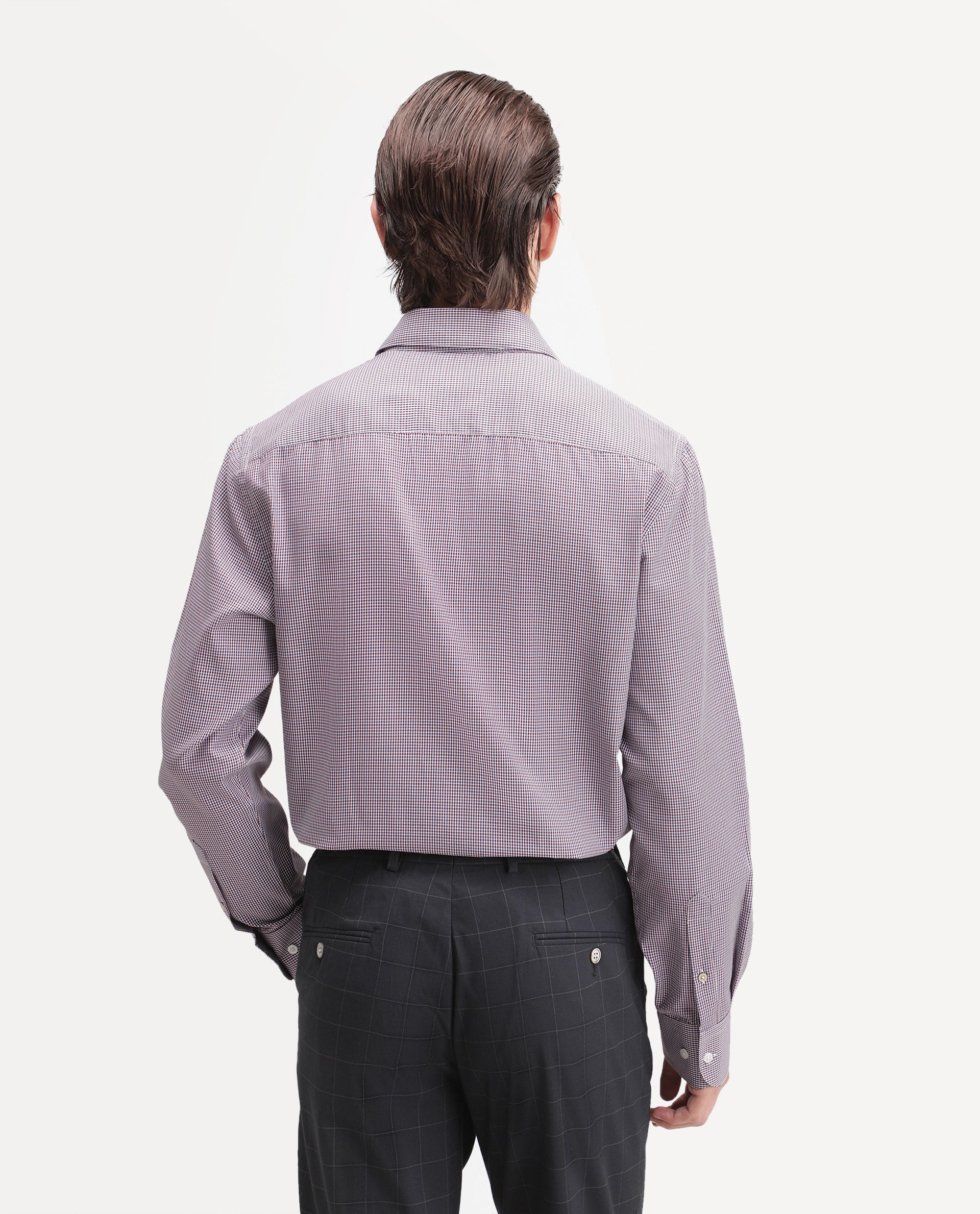Rare Rabbit Men's Acvor Primary Red Polyester Blend Spread Collar Button Regular Checked Shirt