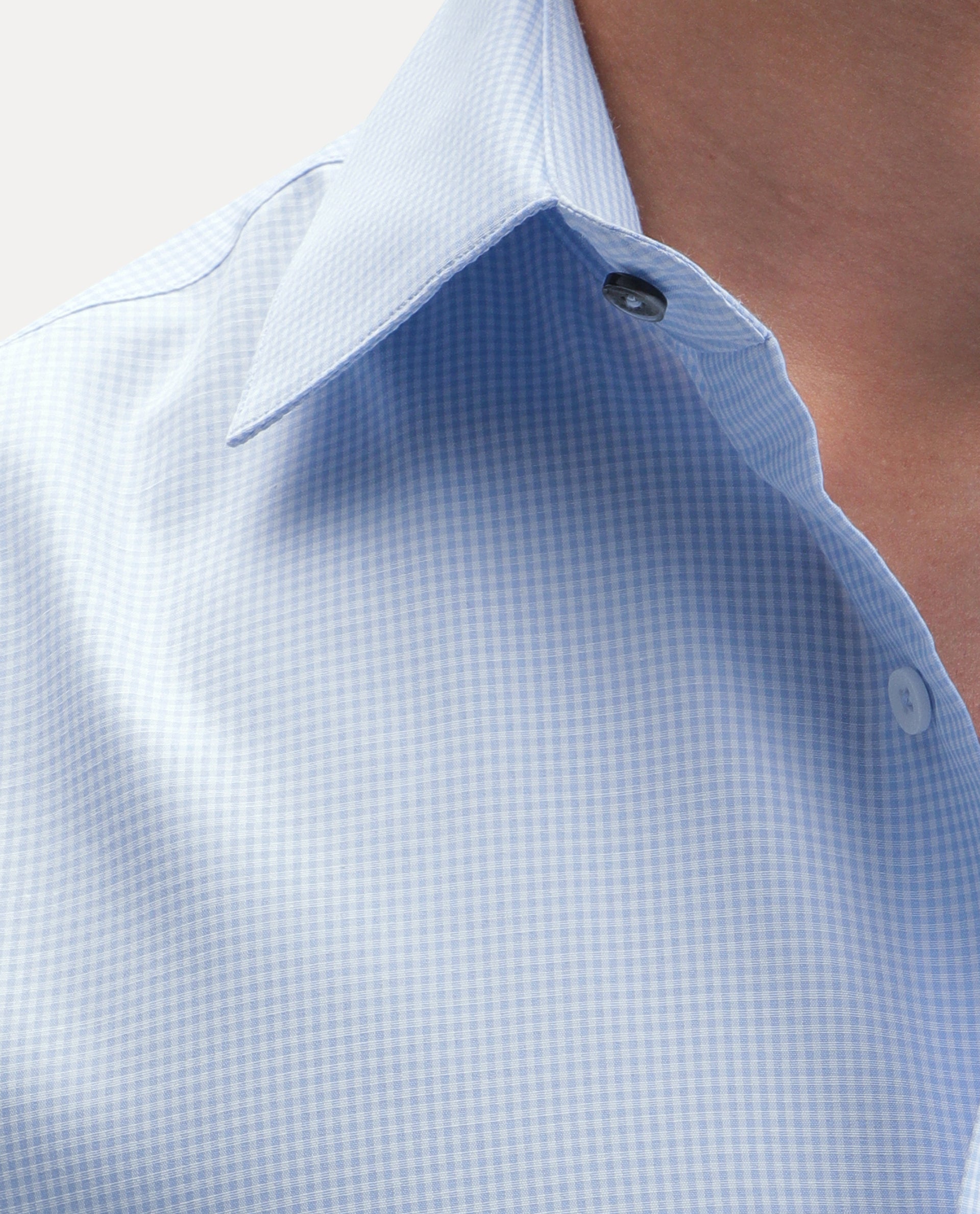 Rare Rabbit Men's Alyon Light Blue Polyester Blend Spread Collar Button Regular Checked Shirt
