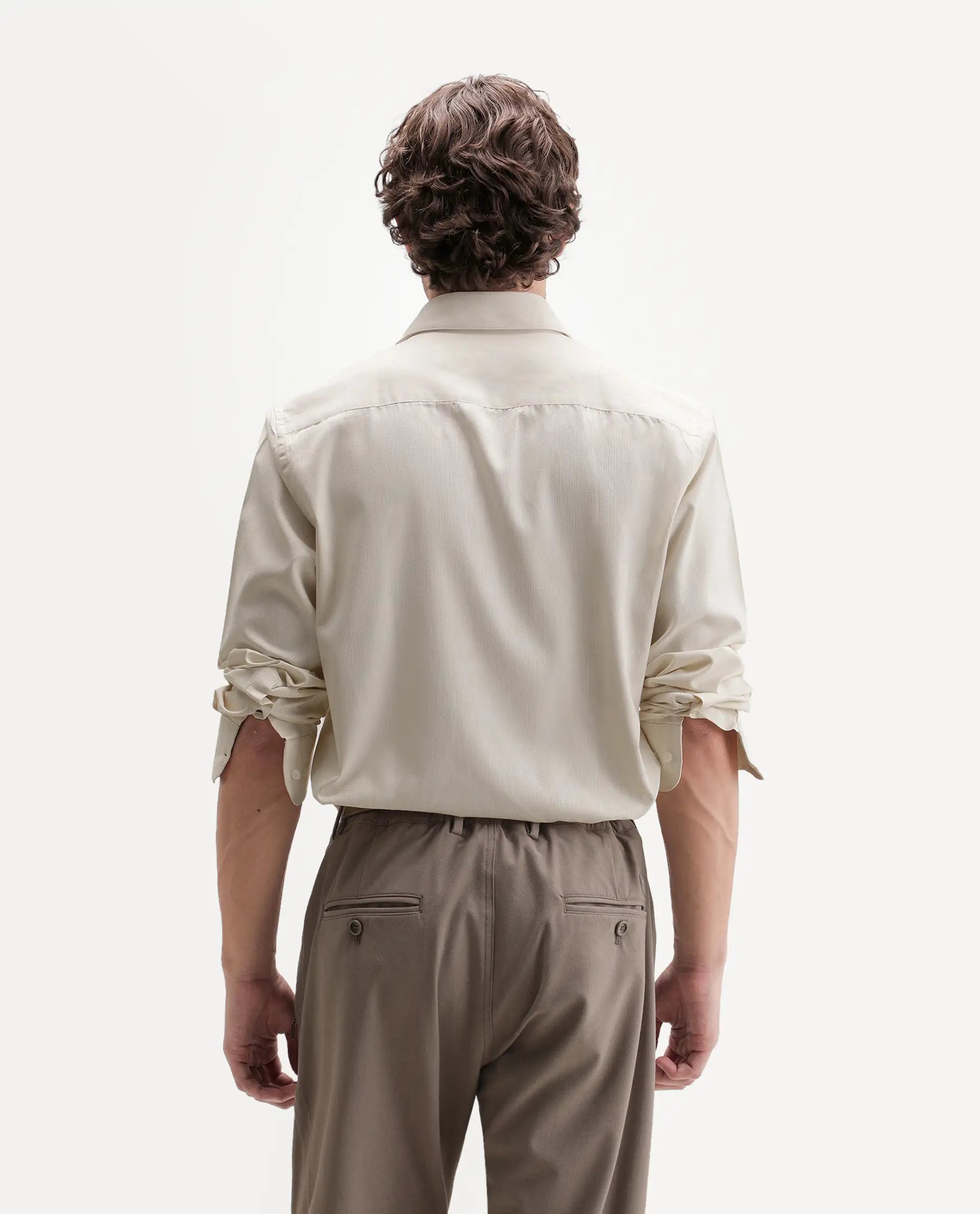 Rare Rabbit Men's Axyon Light Beige Polyester Blend Spread Collar Button Regular Checked Shirt