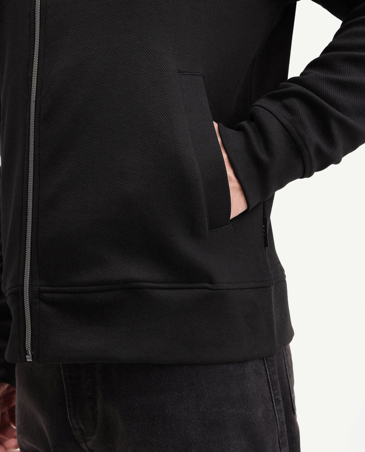 Rare Rabbit Men's Costo-J-A26 Black Cotton Blend High Neck Regular Plain Sweatshirt