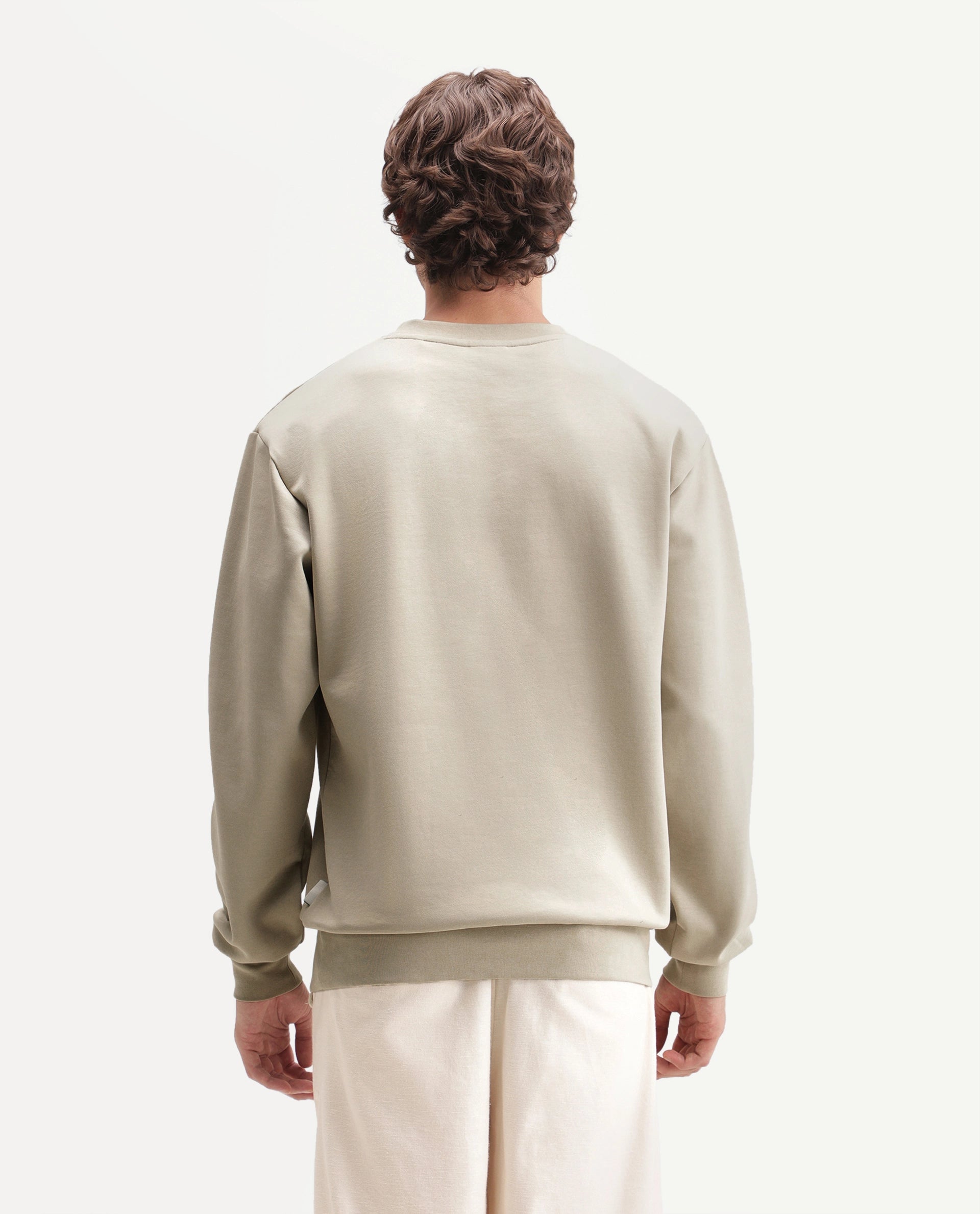 Rare Rabbit Men's Adge Light Beige Cotton Blend Crew Neck Regular Graphic Print Sweatshirt