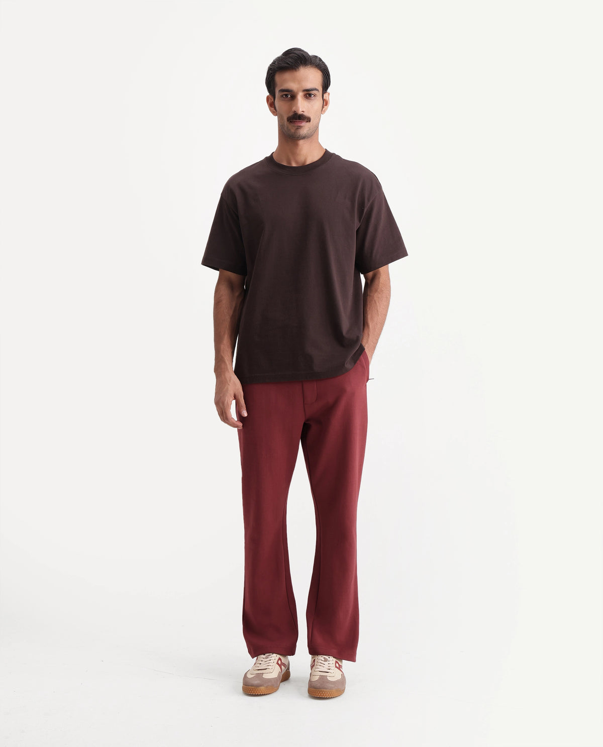 Rare Rabbit Men's Dali Dusky Rust Cotton Blend Regular Plain Track Pant - image 4