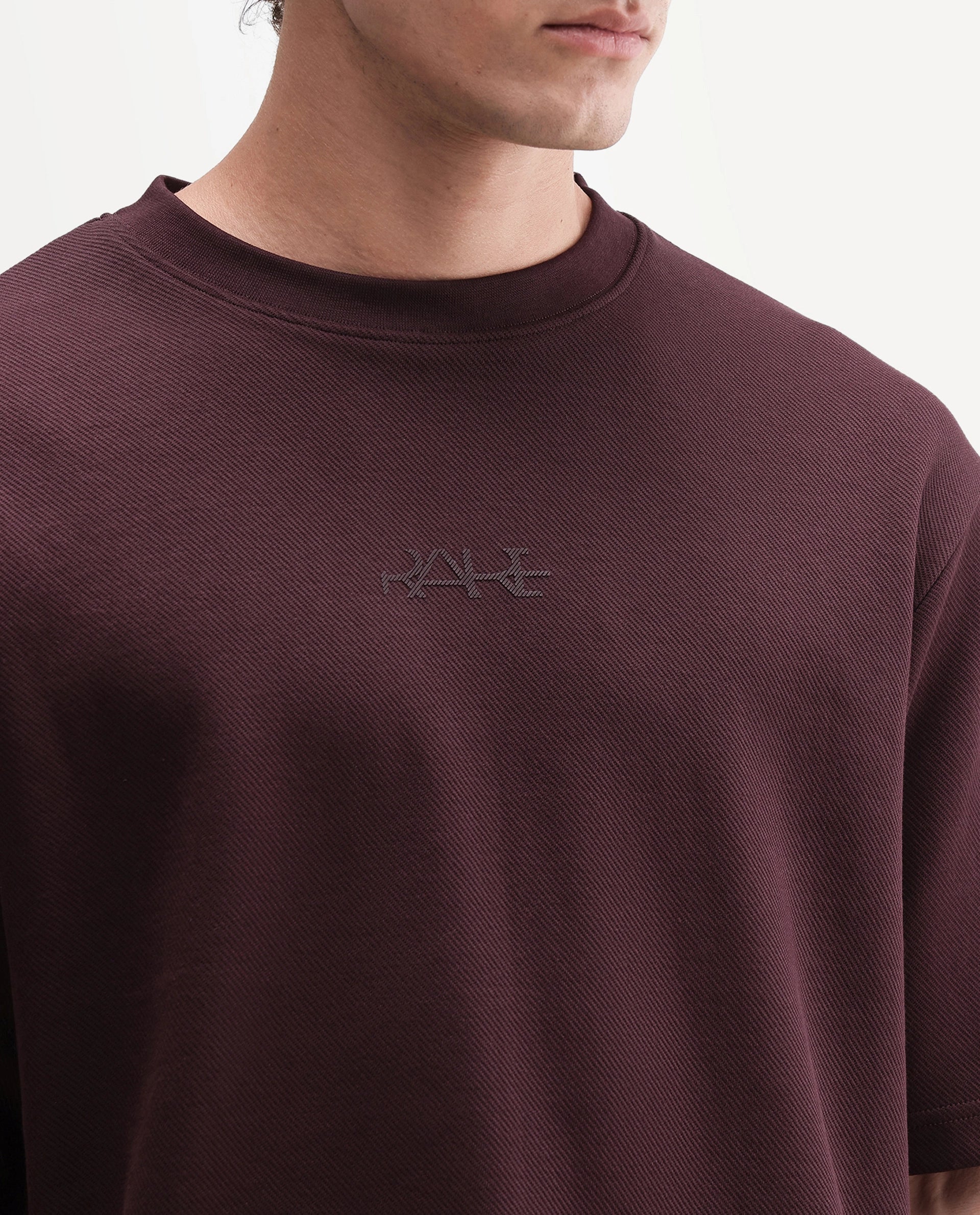 Rare Rabbit Men's Spel Dark Maroon Cotton Blend Crew Neck Qlo Fit Plain T-Shirt