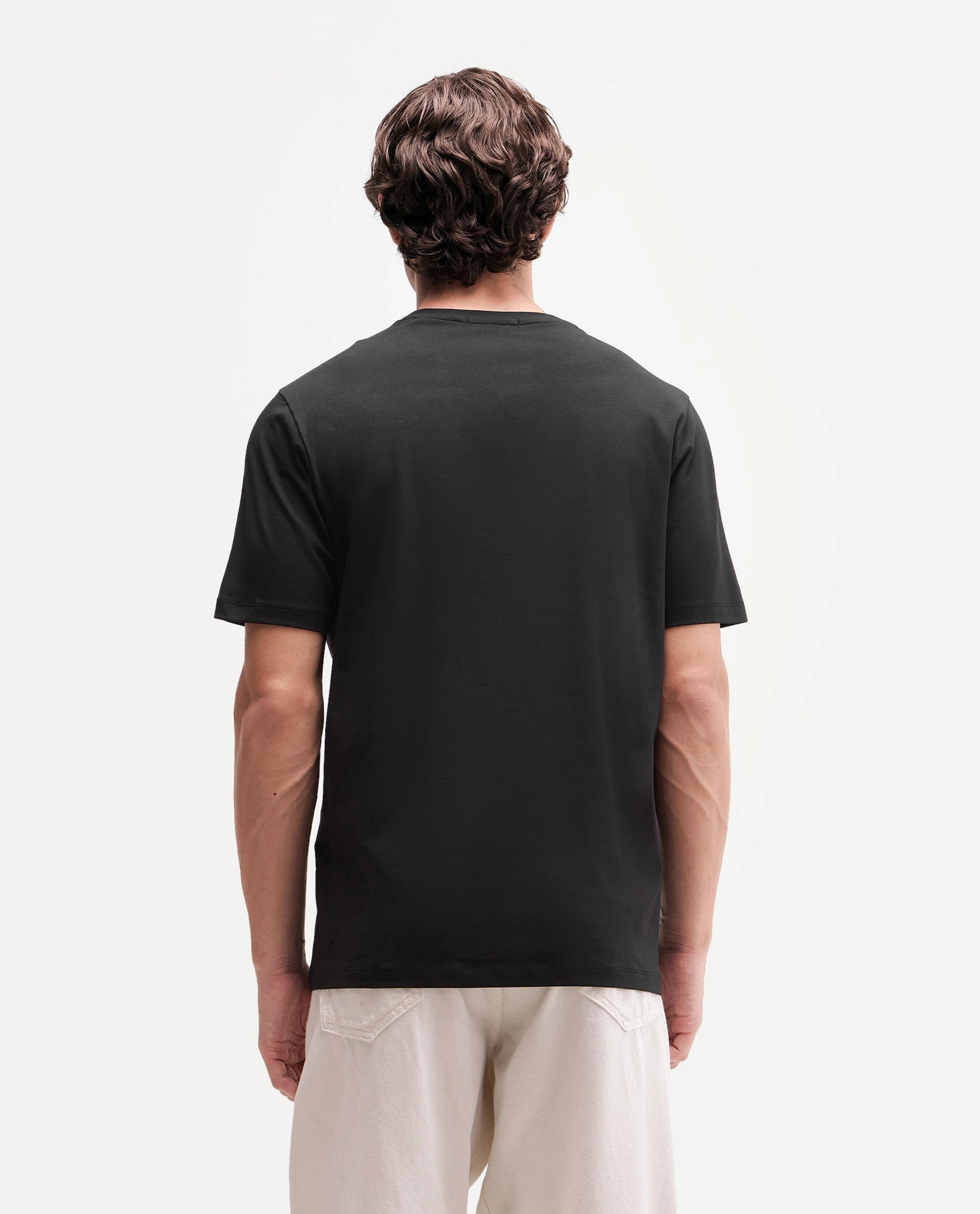 Rare Rabbit Men's Ollie Black Cotton Blend Crew Neck Regular Graphic Print T-Shirt