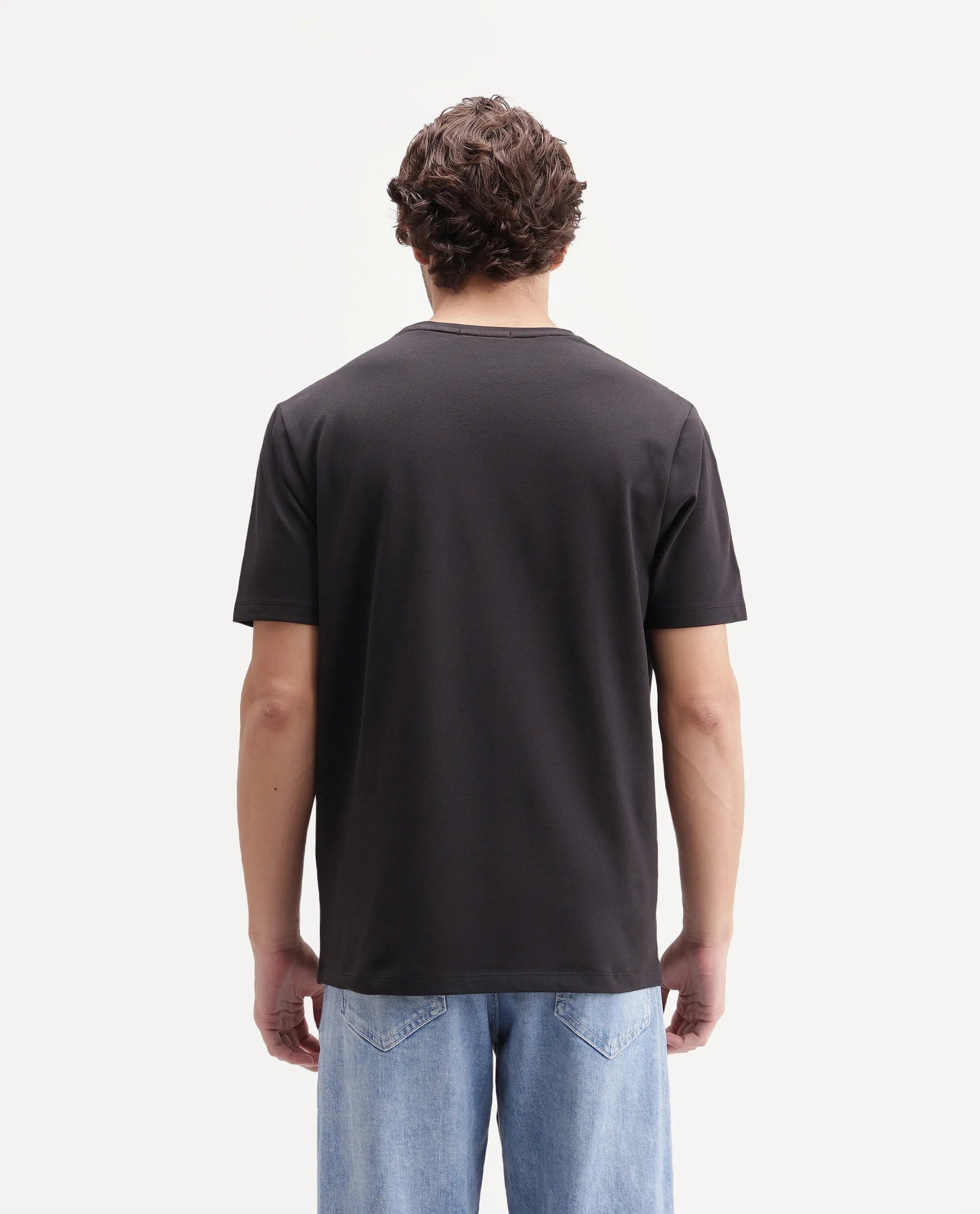 Rare Rabbit Men's Bolton Black Cotton Blend Crew Neck Regular Graphic Print T-Shirt