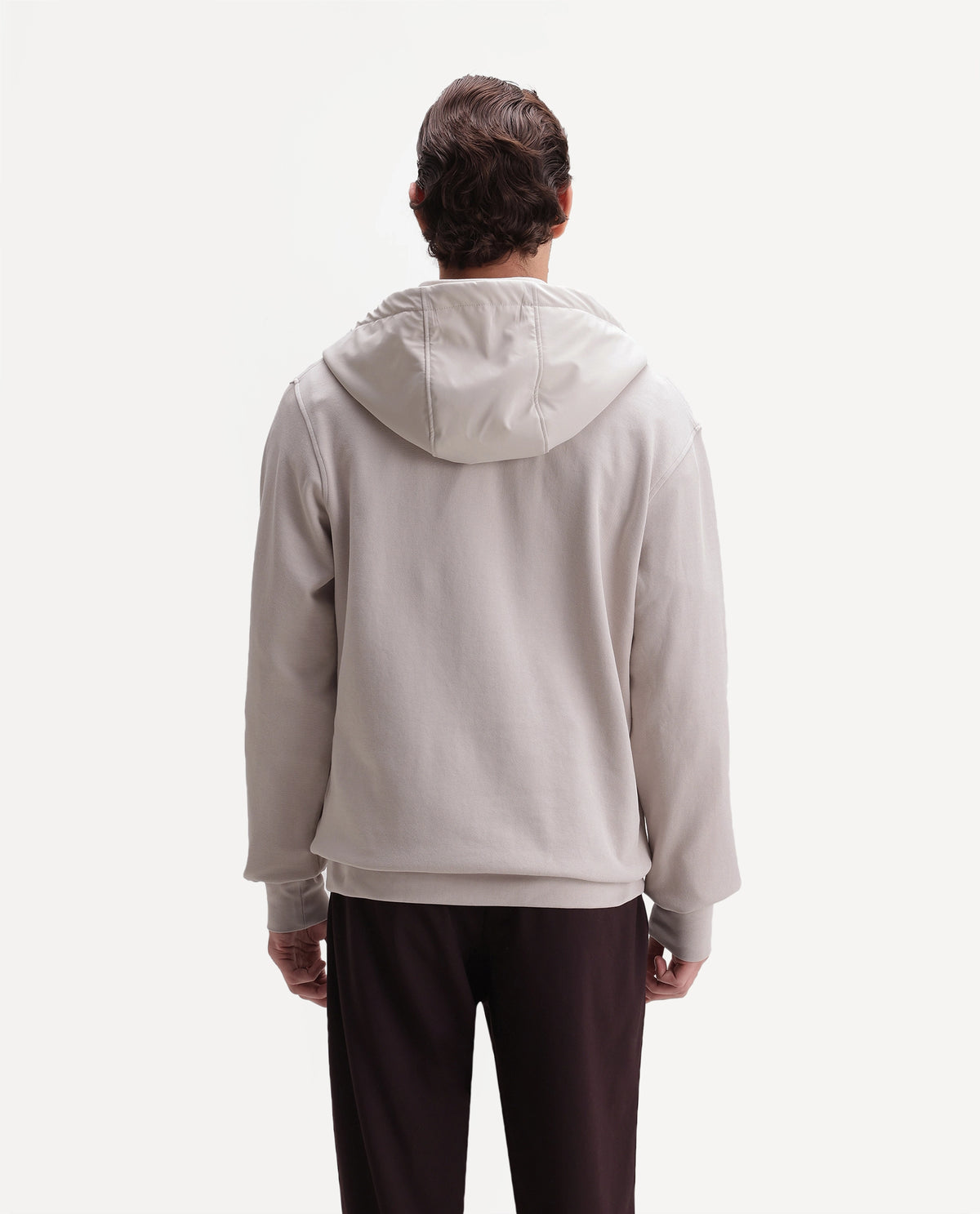 Rare Rabbit Men's Ephin-A26 Primary Beige Cotton Blend Hooded Zipper Regular Plain Sweatshirt