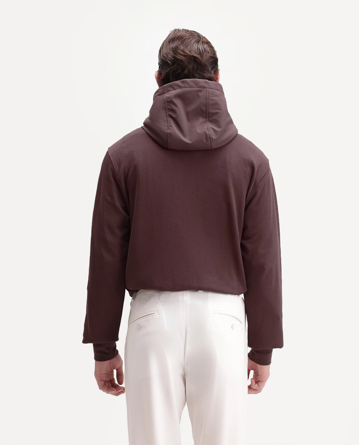Rare Rabbit Men's Ephin-A26 Dark Red Cotton Blend Hooded Zipper Regular Plain Sweatshirt