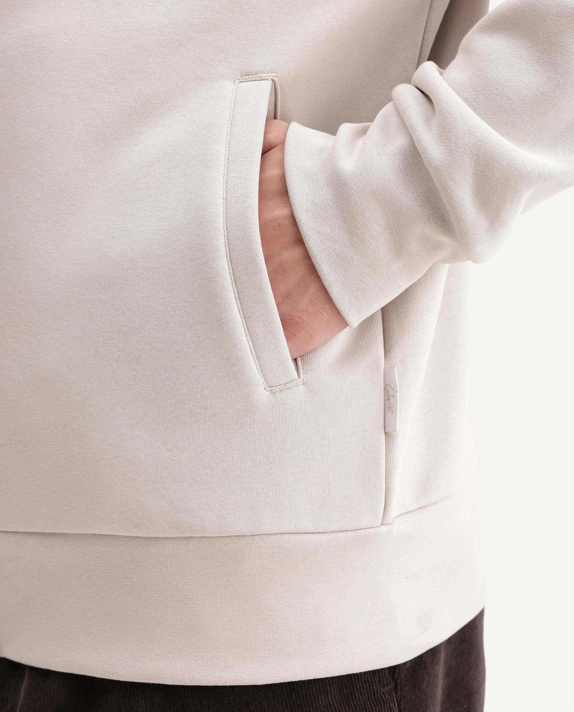 Rare Rabbit Men's Anderson-A26 Primary Off White Cotton Blend Hooded Zipper Regular Plain Sweatshirt