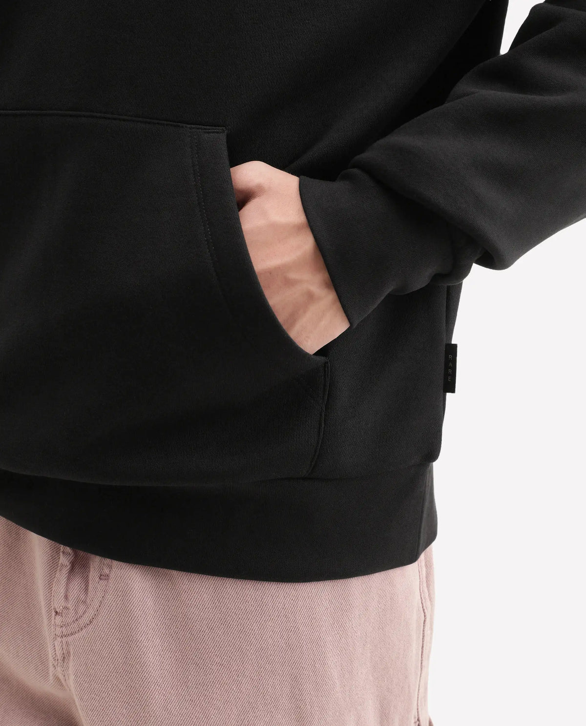 Rare Rabbit Men's Brun Primary Black Cotton Blend Hooded Regular Plain Sweatshirt
