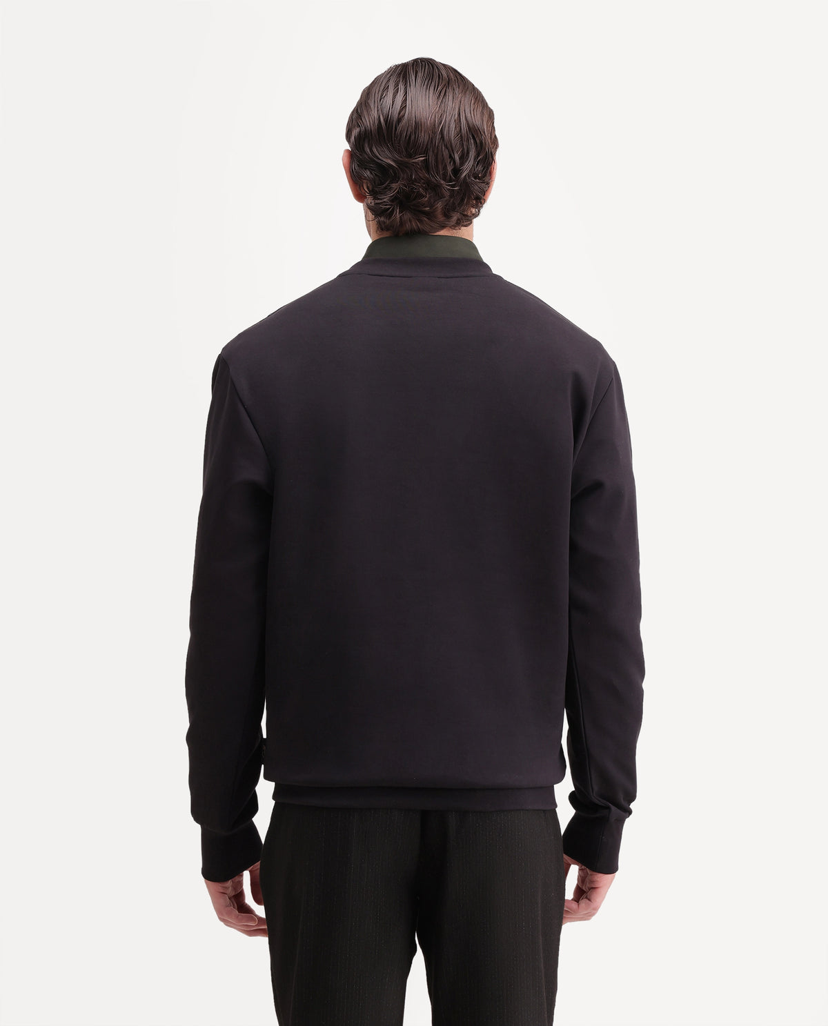 Rare Rabbit Men's Floa Primary Black Cotton Blend Crew Neck Regular Embroidered Sweatshirt