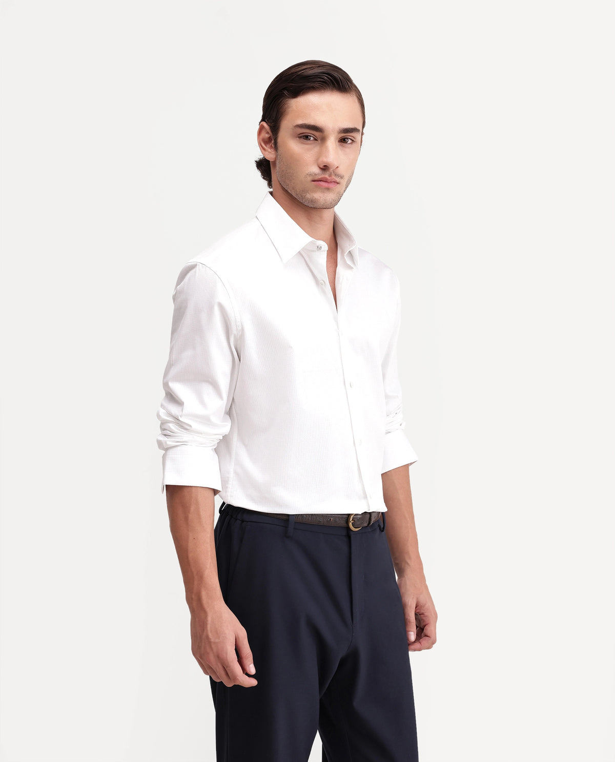 Rare Rabbit Men's Cent Primary White Cotton Spread Collar Regular Plain Shirt