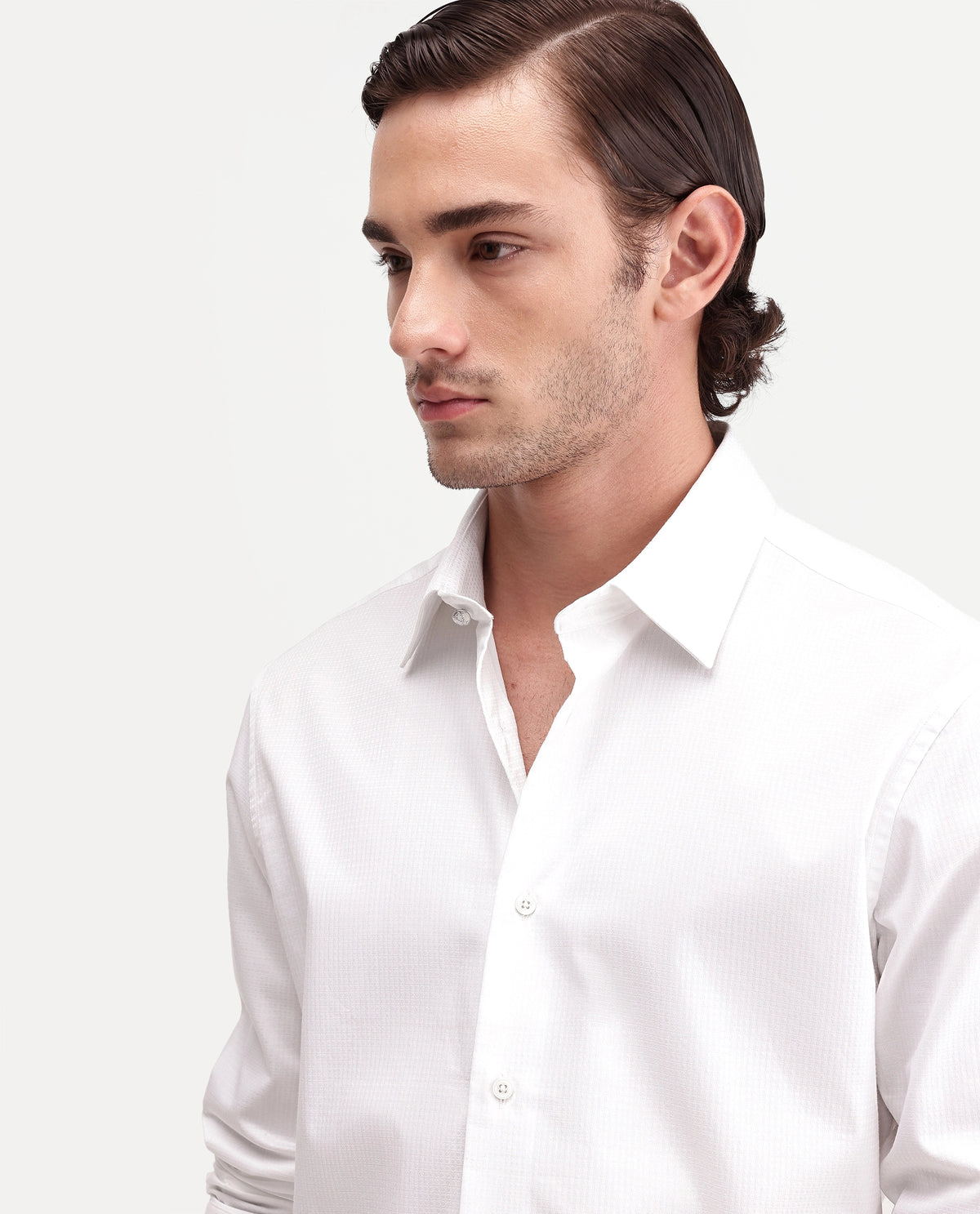 Rare Rabbit Men's Cent Primary White Cotton Spread Collar Regular Plain Shirt