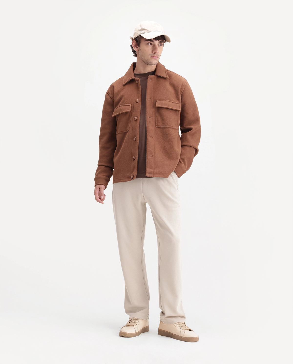 Rare Rabbit Men's Badro Beige Cotton Blend Regular Plain Track Pant