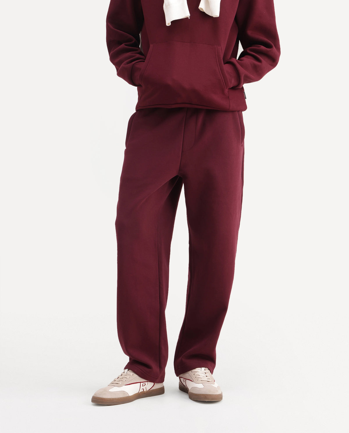 Rare Rabbit Men's Kore-T Maroon Cotton Blend Regular Plain Track Pant