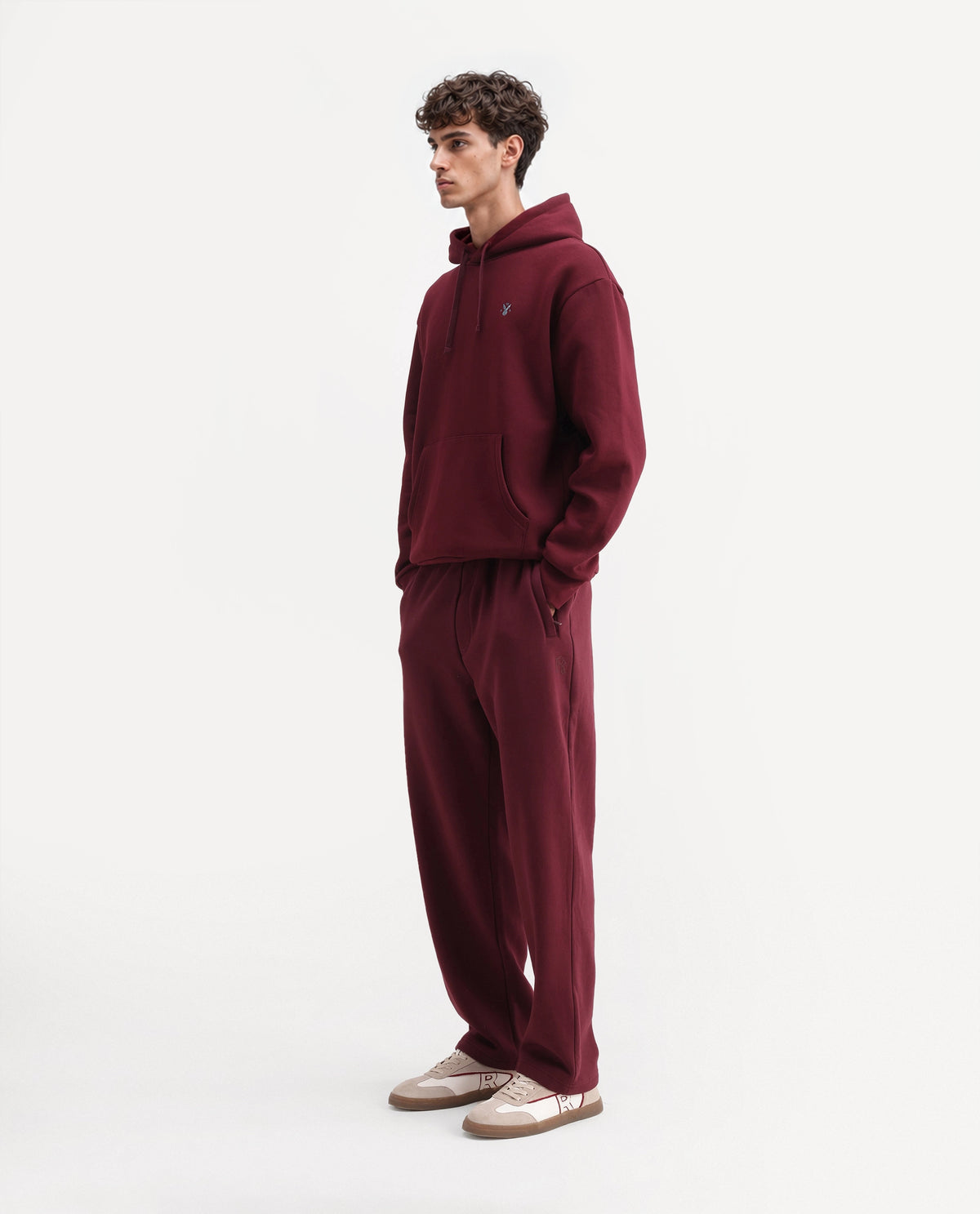 Rare Rabbit Men's Kore-T Maroon Cotton Blend Regular Plain Track Pant