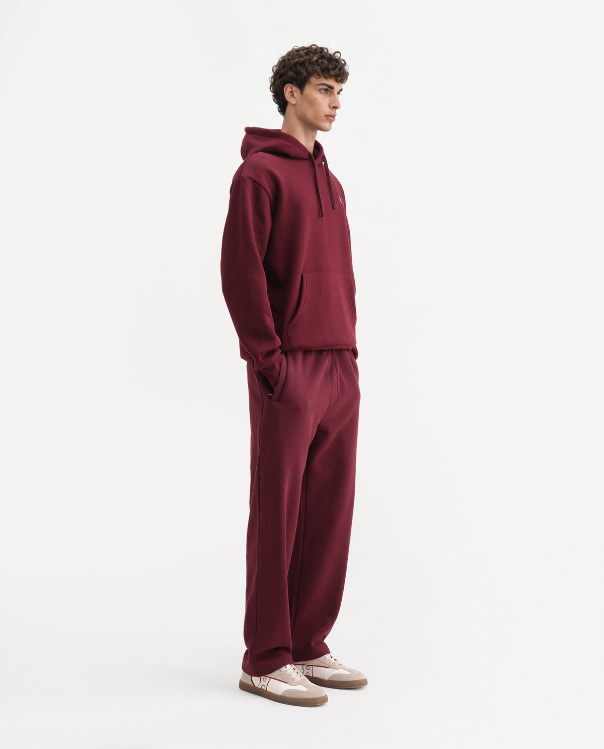 Rare Rabbit Men's Kore-T Maroon Cotton Blend Regular Plain Track Pant