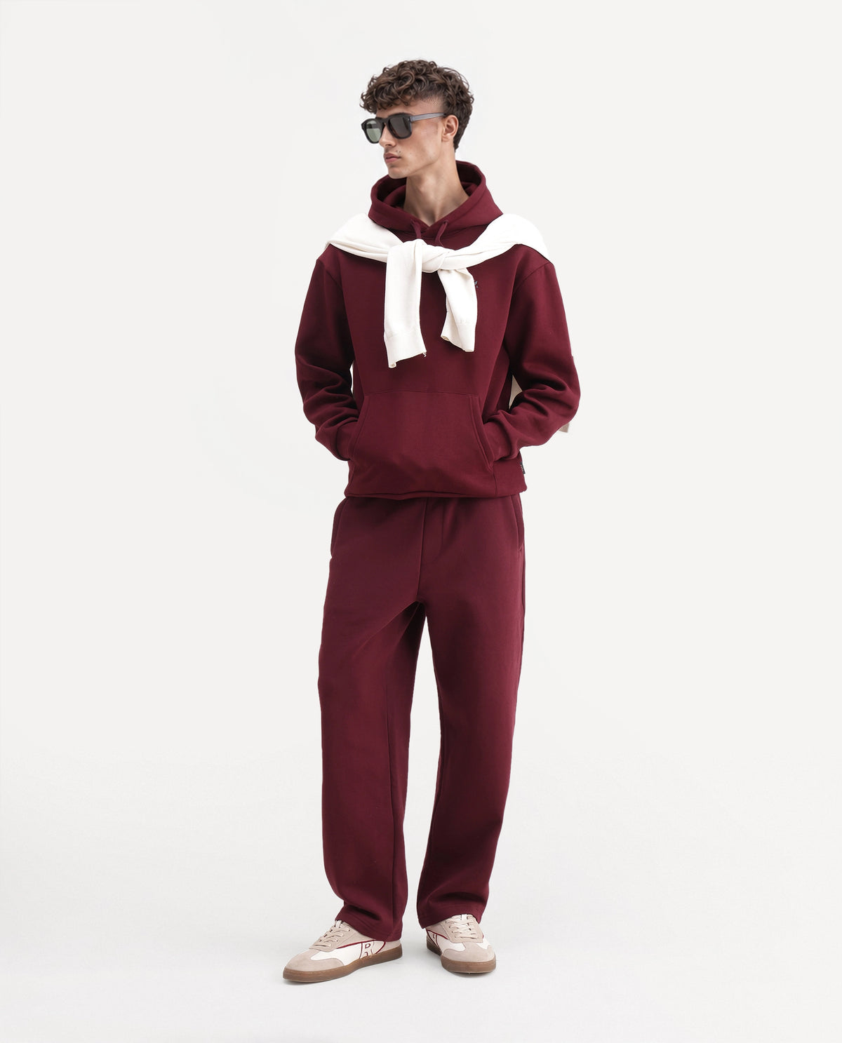 Rare Rabbit Men's Kore-T Maroon Cotton Blend Regular Plain Track Pant