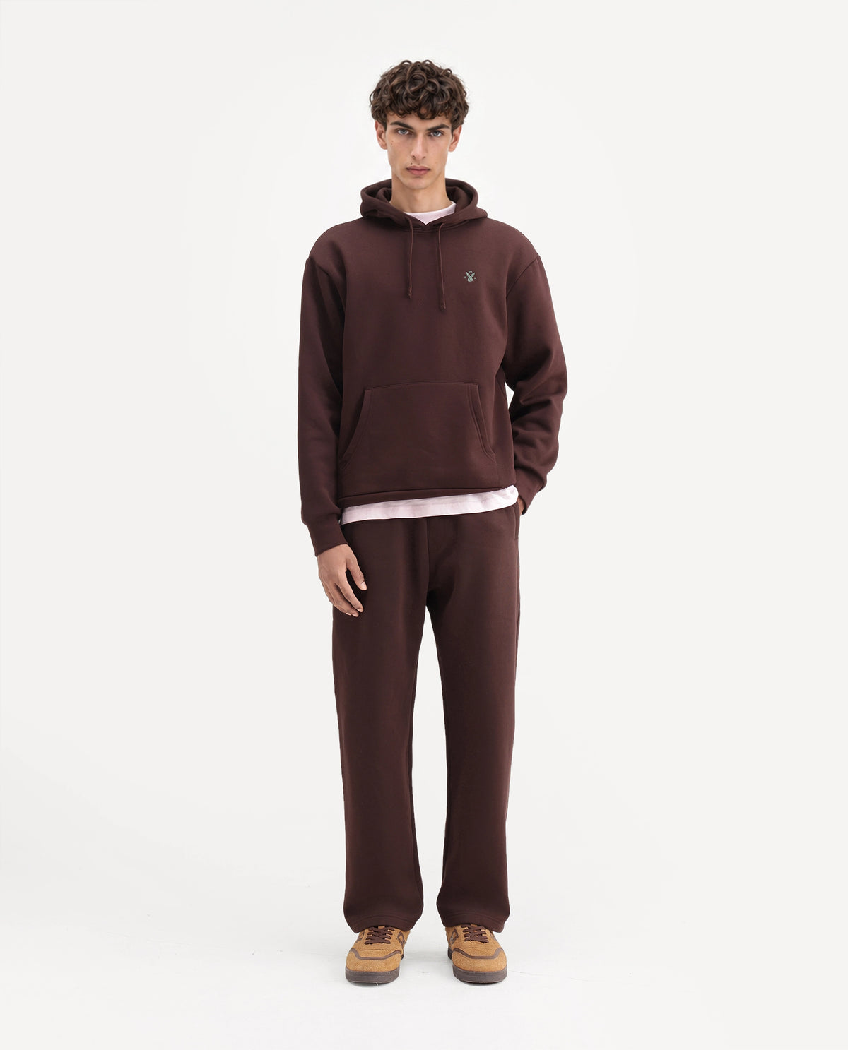 Rare Rabbit Men's Kore-T Brown Cotton Blend Regular Plain Track Pant