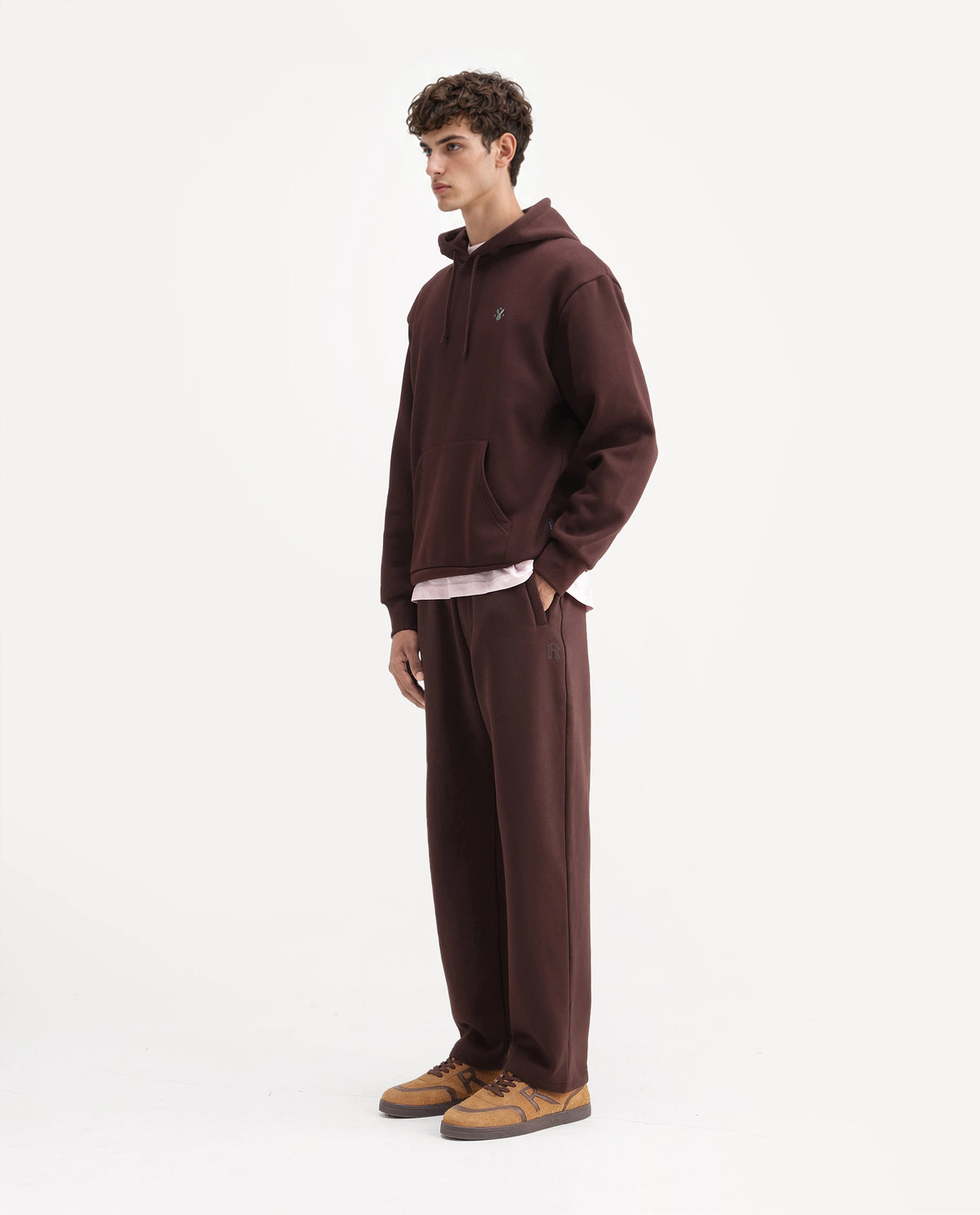 Rare Rabbit Men's Kore-T Brown Cotton Blend Regular Plain Track Pant