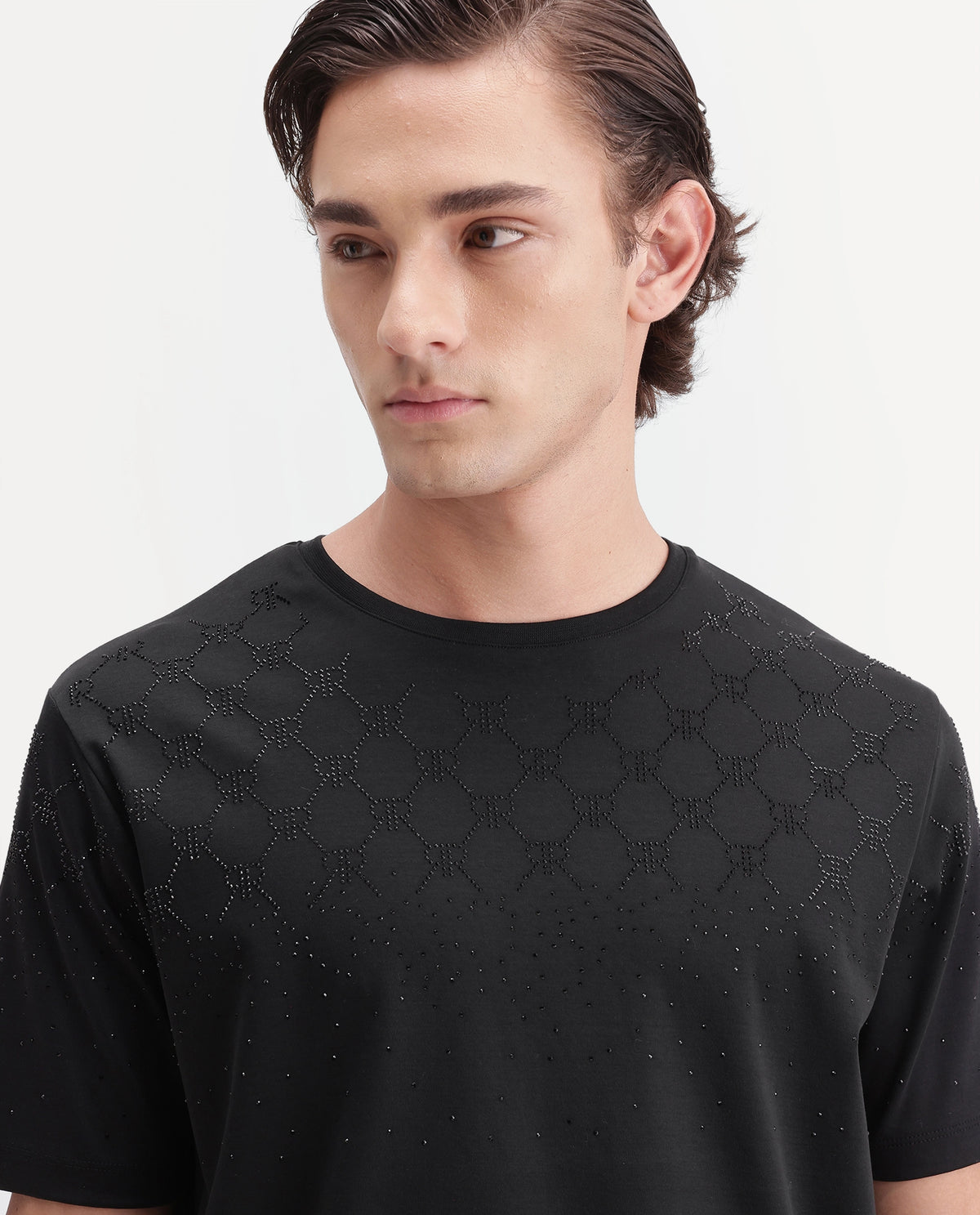 Rare Rabbit Men's Jenz Black Cotton Crew Neck Regular Graphic Print T-Shirt