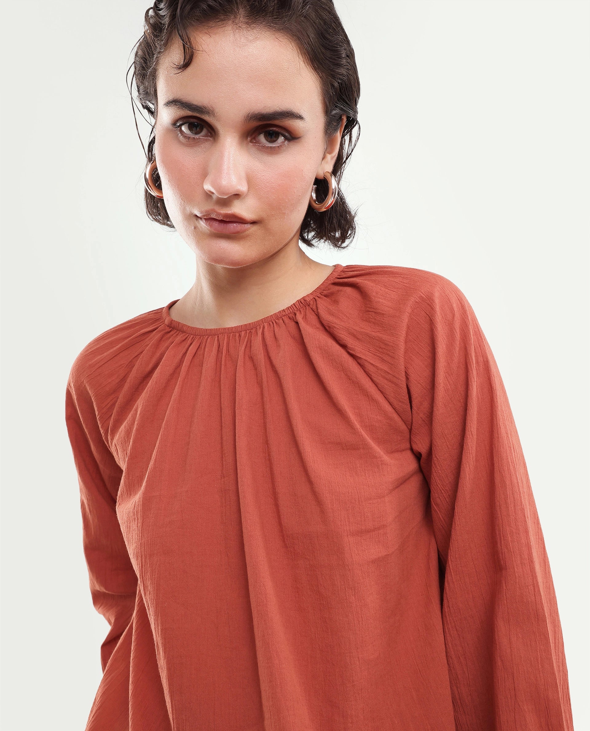 Rareism Women's Giro (Rsm) Solid Cotton Regular Long Sleeves Top