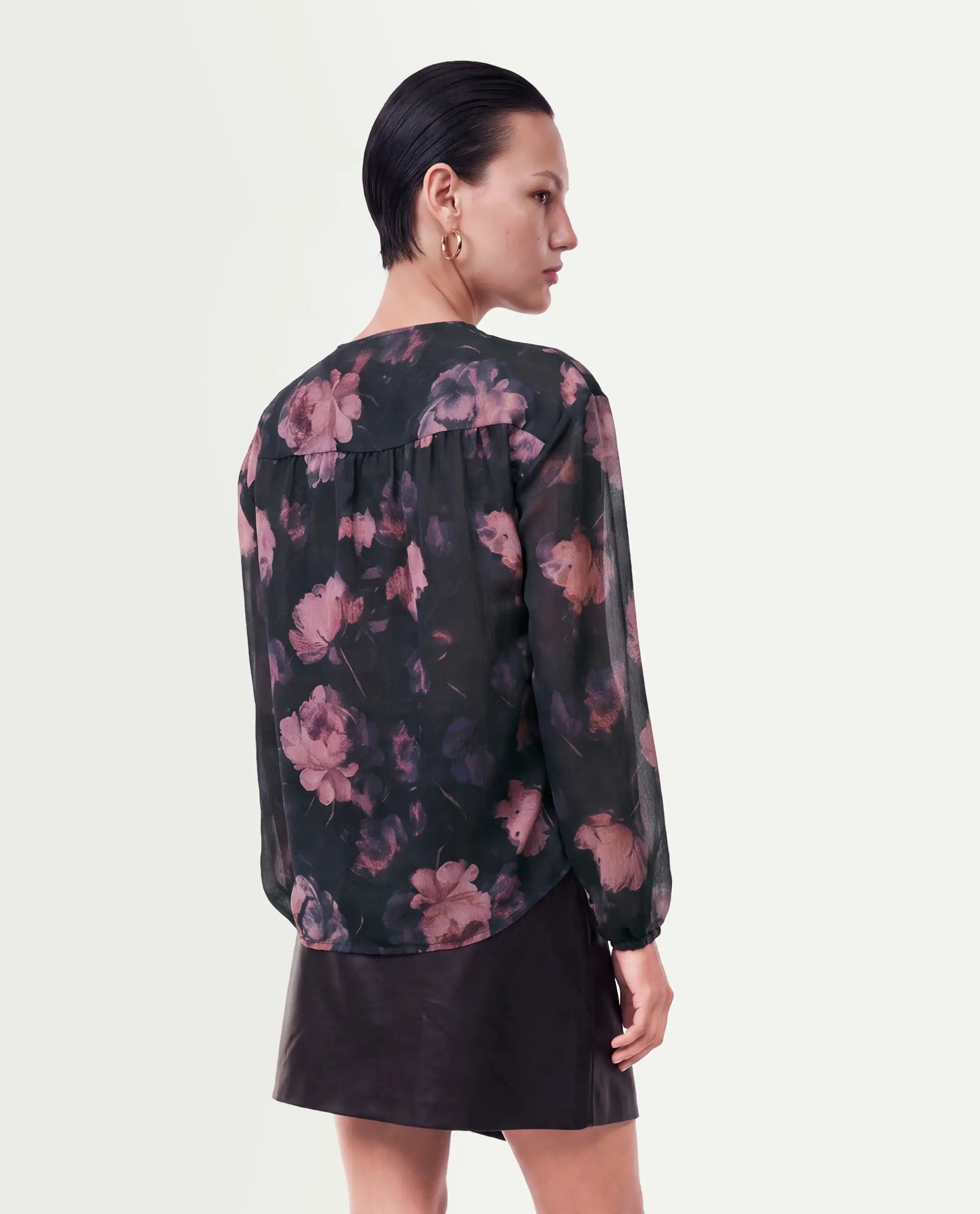 Rareism Women's Ivani Black Polyester Tie-Up Regular Fit Floral Print Top