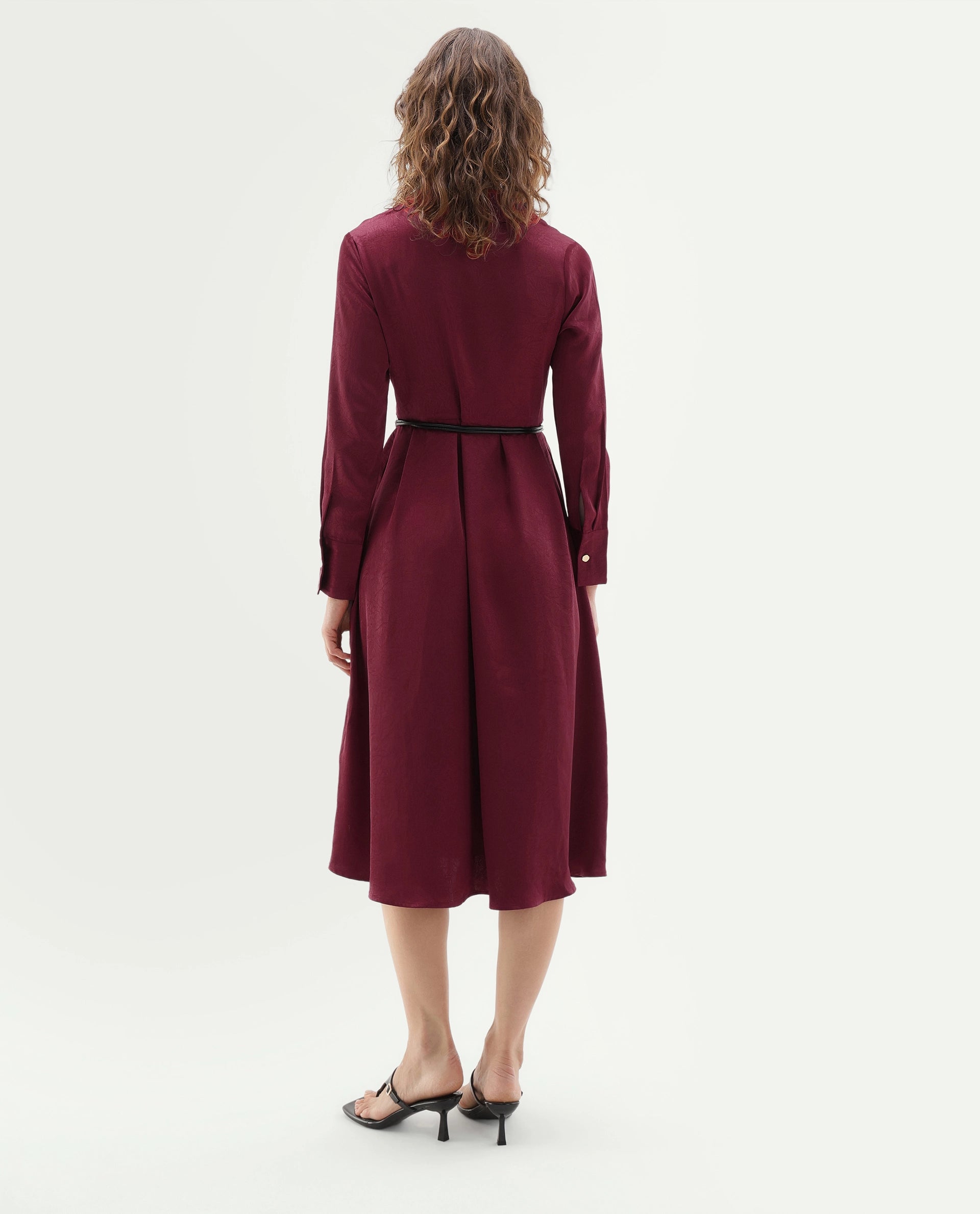 Rareism Women's Fasino Red Polyester Button Fit And Flare Dress