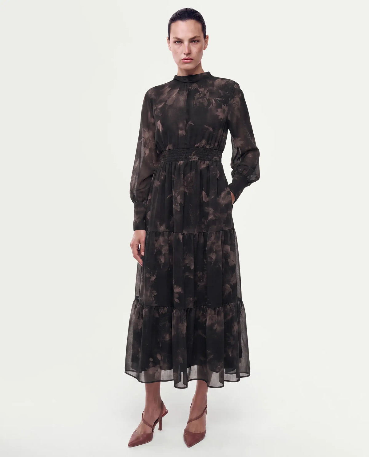 Rareism Women's Yuval Brown Polyester Button Fit And Flare Dress