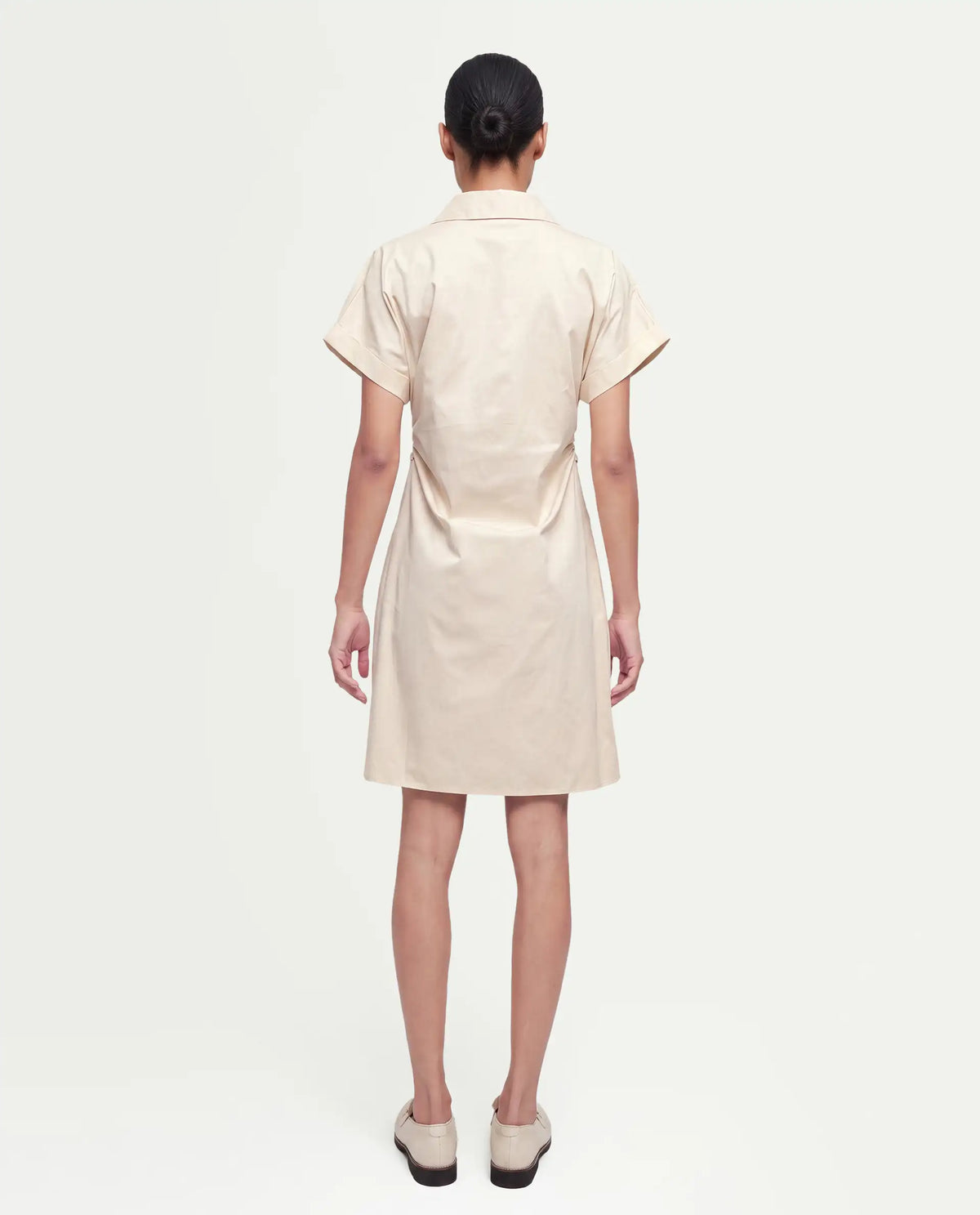 Rareism Women's Inara Beige Cotton Button Fitted Dress