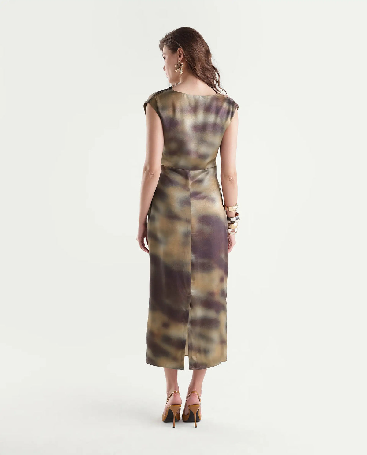 Rareism Women's Imera Multi Polyester Zipper Sheath Abstract Print Dress