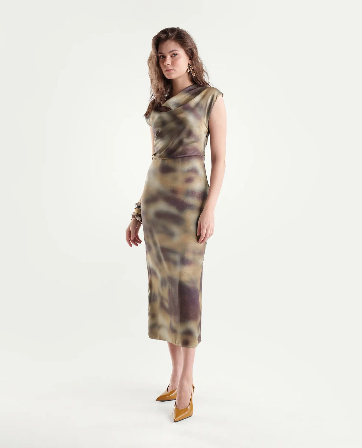 Rareism Women's Imera Multi Polyester Zipper Sheath Abstract Print Dress