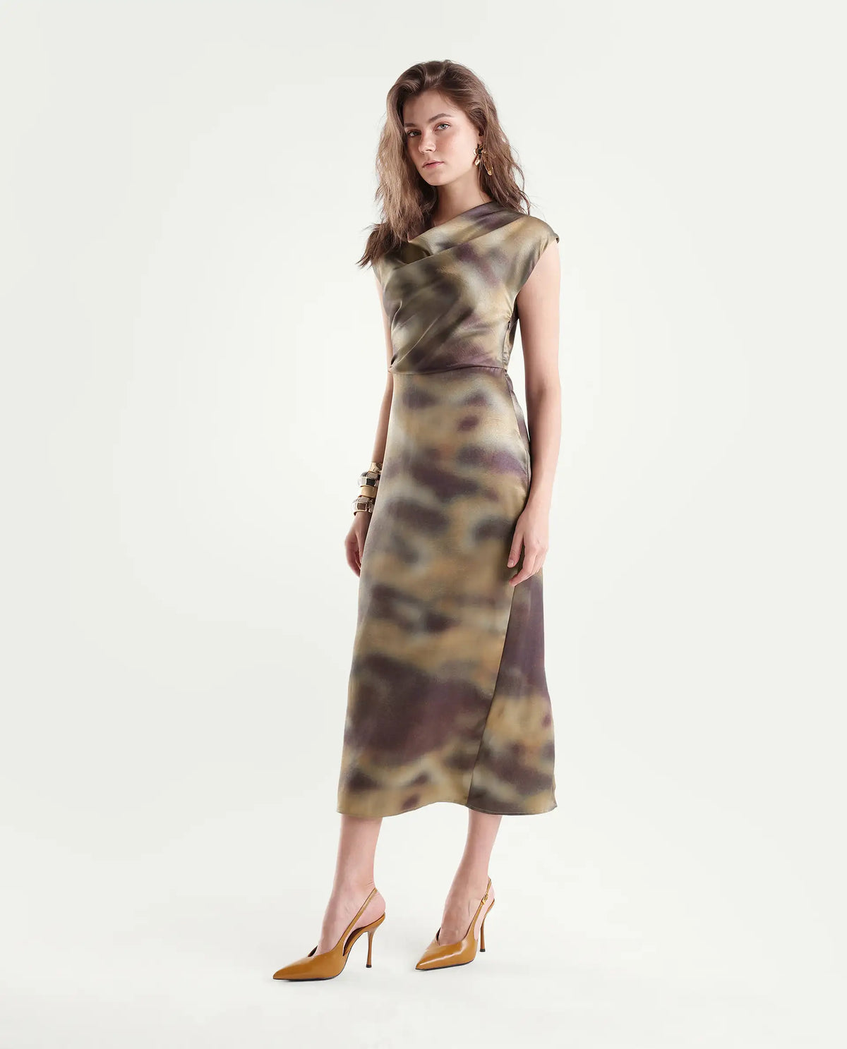 Rareism Women's Imera Multi Polyester Zipper Sheath Abstract Print Dress