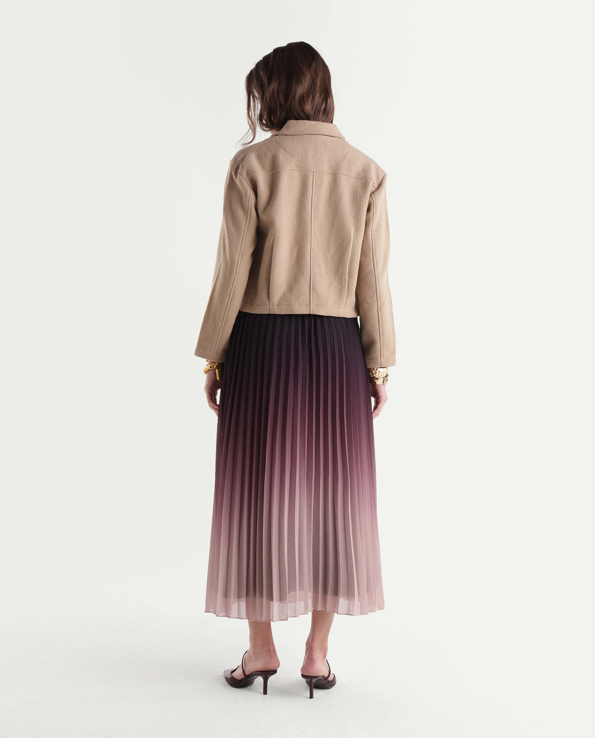 Rareism Women's Ivnlim Dark Multi Polyester Button And Zip A-Line Ombre Skirt