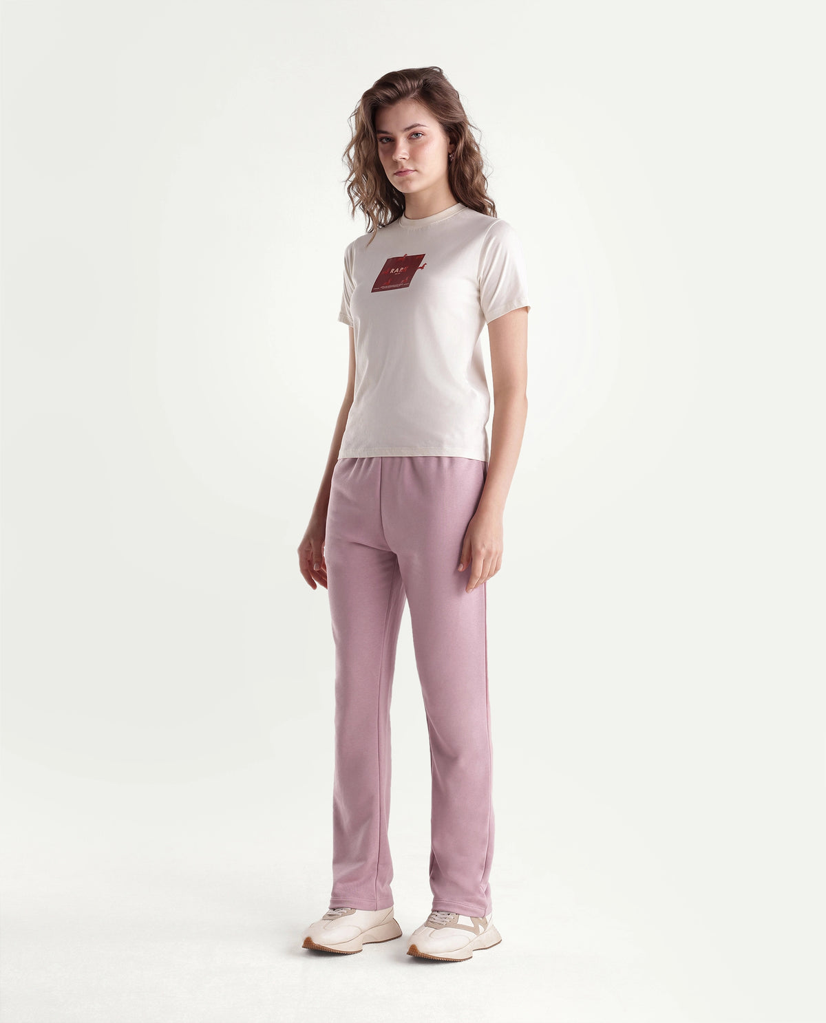 Rareism Women's Pick-B Dusky Pink Cotton Blend Straight Track Pant