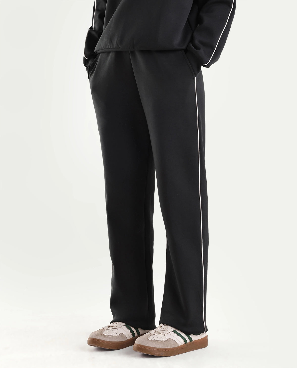 Rareism Women's Pint-B Dark Olive Cotton Blend Elastic Straight Track Pant